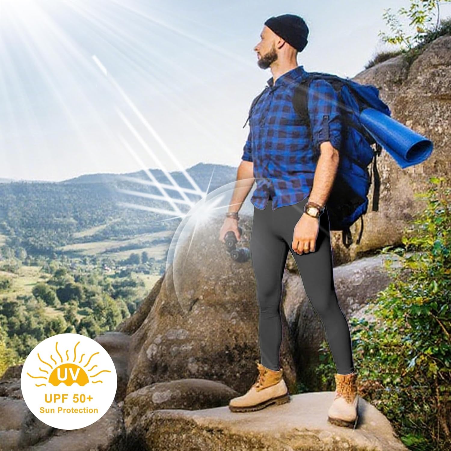 NuCamper Men's Thermal Compression Pants Fleece Lined Athletic Tights Sports Base Layer Leggings Winter Cold Weather Bottoms - Image 8