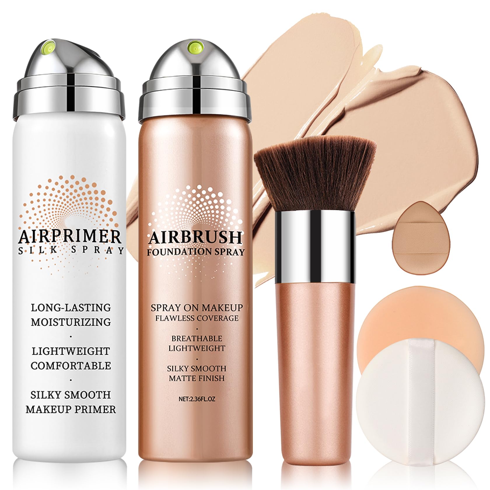 QIUFSSE Magic Minerals Airbrush Foundation Spray and Primer for Face Before Makeup,Waterproof Foundation for Older Women,Teenagers,Middle-aged,