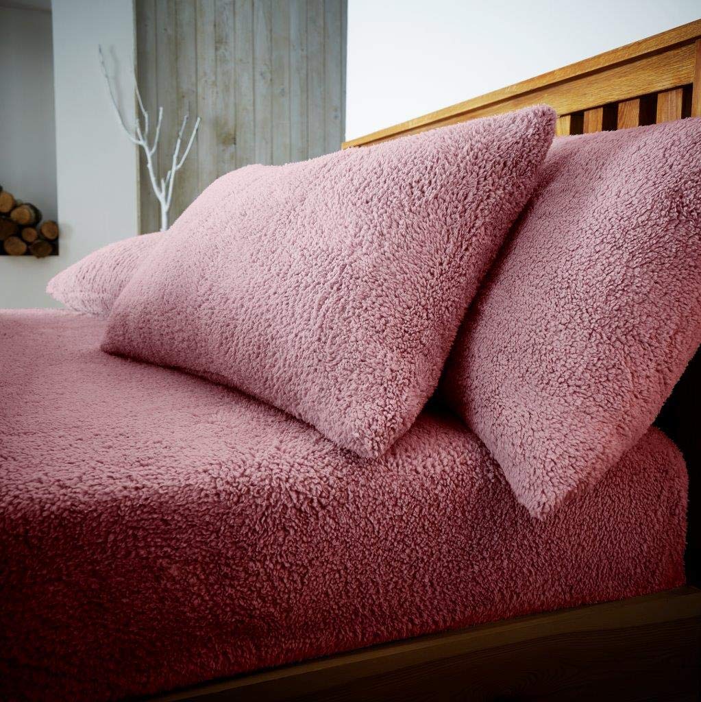 Comfy Nights Pink Deep Teddy Sherpa Fleece Smooth And Fluffy Fitted Sheet (, Double)