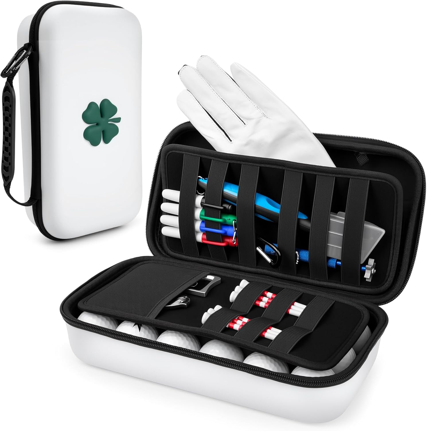 Golf Glove Holder Case with Glove Shaper - Golf Accessories Organizer for Men & Women, Premium Protective Storage Case with Carabiner Fits Golf Bags, Golf Gifts for Men