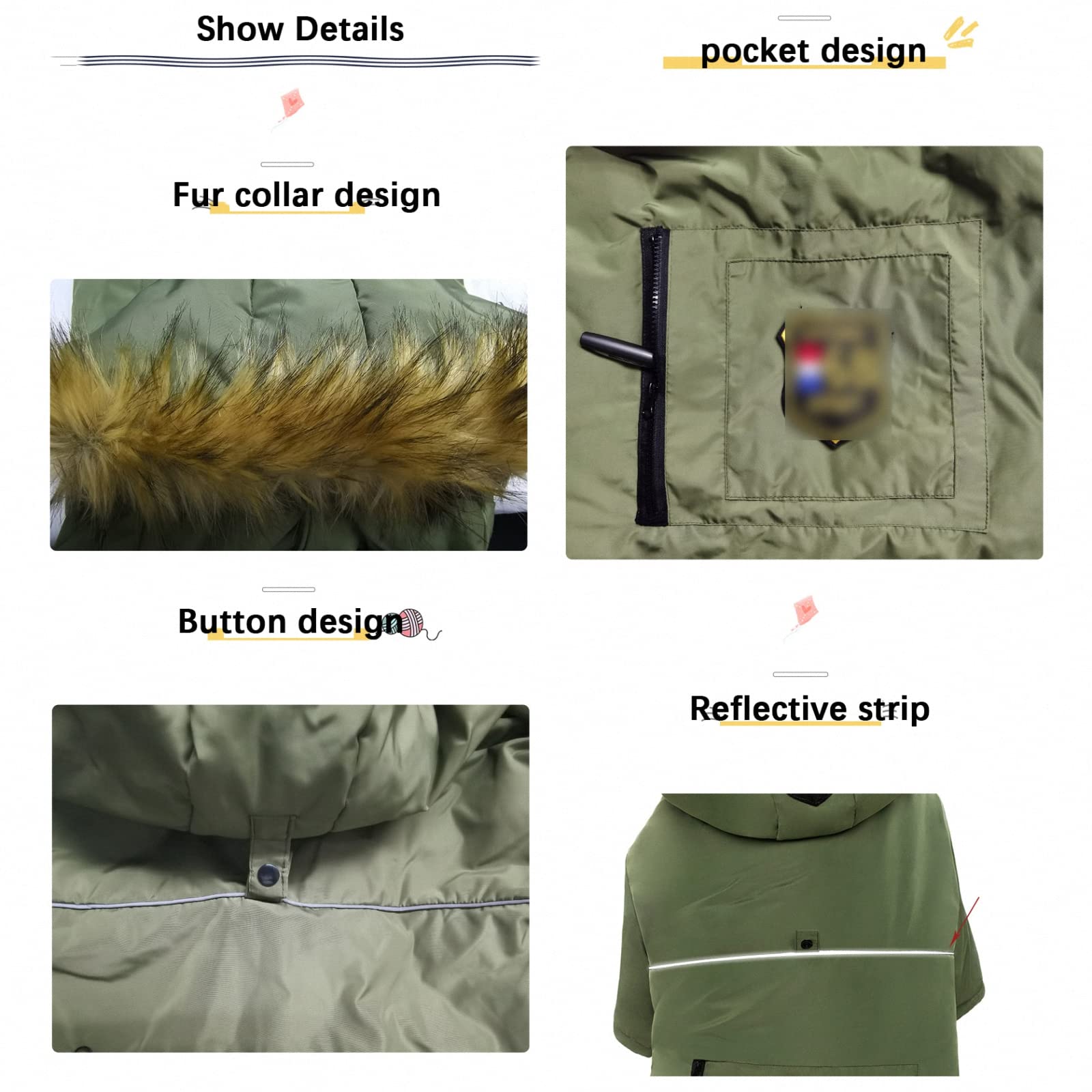 Chaqueta para Mascotas de otoño e Invierno con Capucha, Abrigo para Perros de Nieve a Prueba de Viento para Perros medianos y Grandes, Ropa Abrigada de algodón