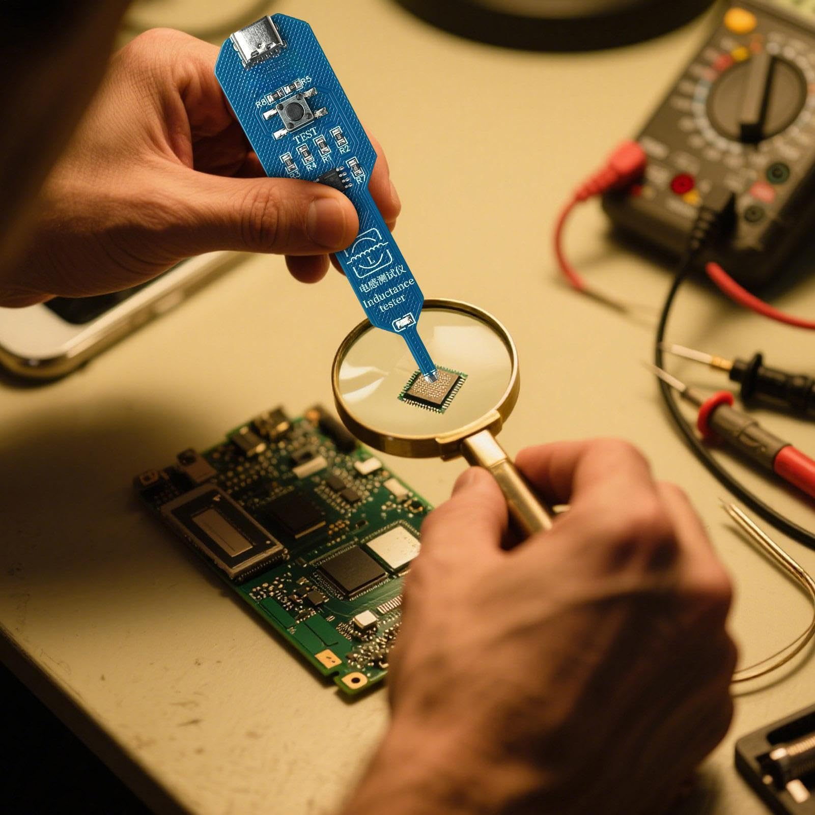 Tester per Condensatori | Rilevatore di Verifica Rapida Portatile, Strumento di Test di Induttanza e Bobina di Circuito - per Elettricista Principiante, Riparazione di Telefoni, Circuiti a Chip