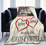 Personalized Blankets for The Closest One to Your Heart Custom Blanket with Photo and Couple Name, Custom Couple Gifts for Anniversary Valentines