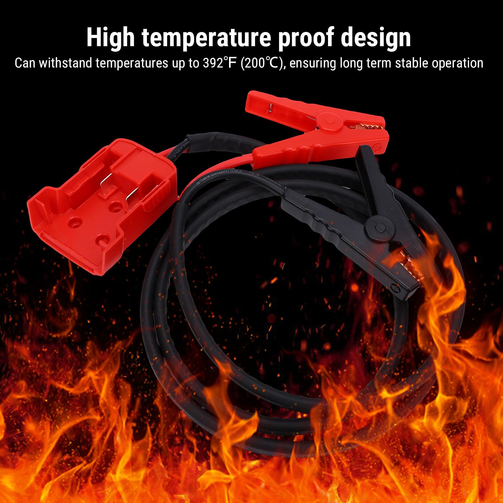 Akozon Cable de Arranque de Puente, Cable de Refuerzo Resistente de 8 AWG con Abrazaderas de Alta Resistencia y Resistencia Al Calor de 392 F para Baterías M18 de 18 V, Automóviles (5.9FT)