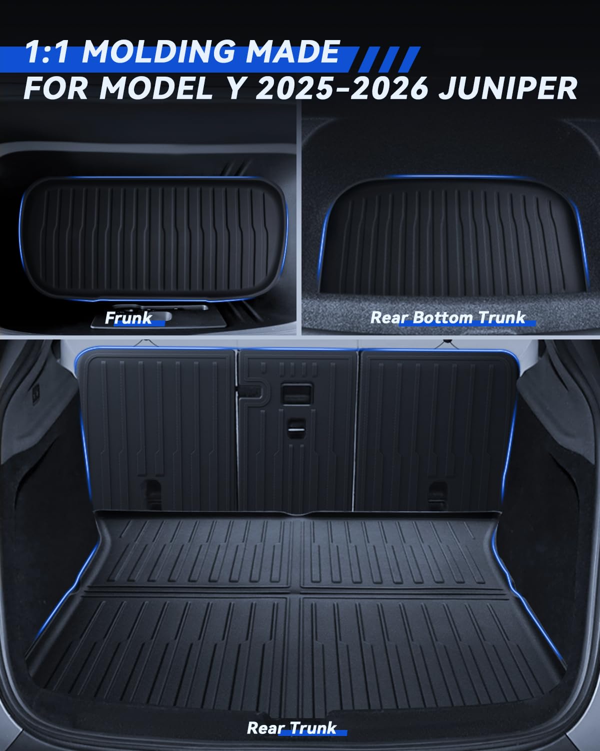 9 sztuk wykładzin do Tesla Model Y 2025-2026 Premium/Performance TPE na każdą pogodę, wysoka krawędź 3D, antypoślizgowa, wodoodporna, wykładzina do drugiego rzędu siedzeń, tylna osłona