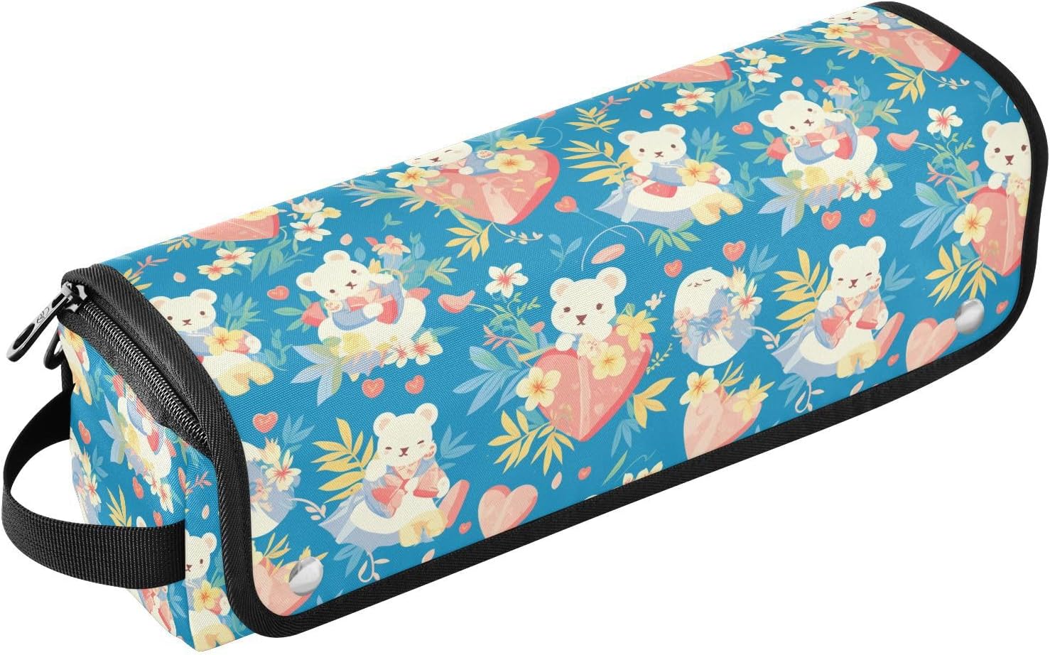 Tropical Anime Valentine's Day Hot Hair Tools Travel Bag with Heat Resistant Pad Heating Tools Travel Bag Organizer for Curling Iron Straightener Flat Hair Dryer, Travel Bag for Hair Tools