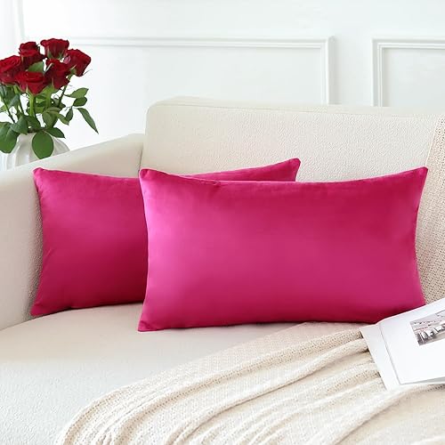 Miniatura 3 de OTOSTAR Paquete de 2 fundas de almohada decorativas de terciopelo suave y sólido de 16 x 24 pulgadas, fundas de almohada lumbares, fundas de