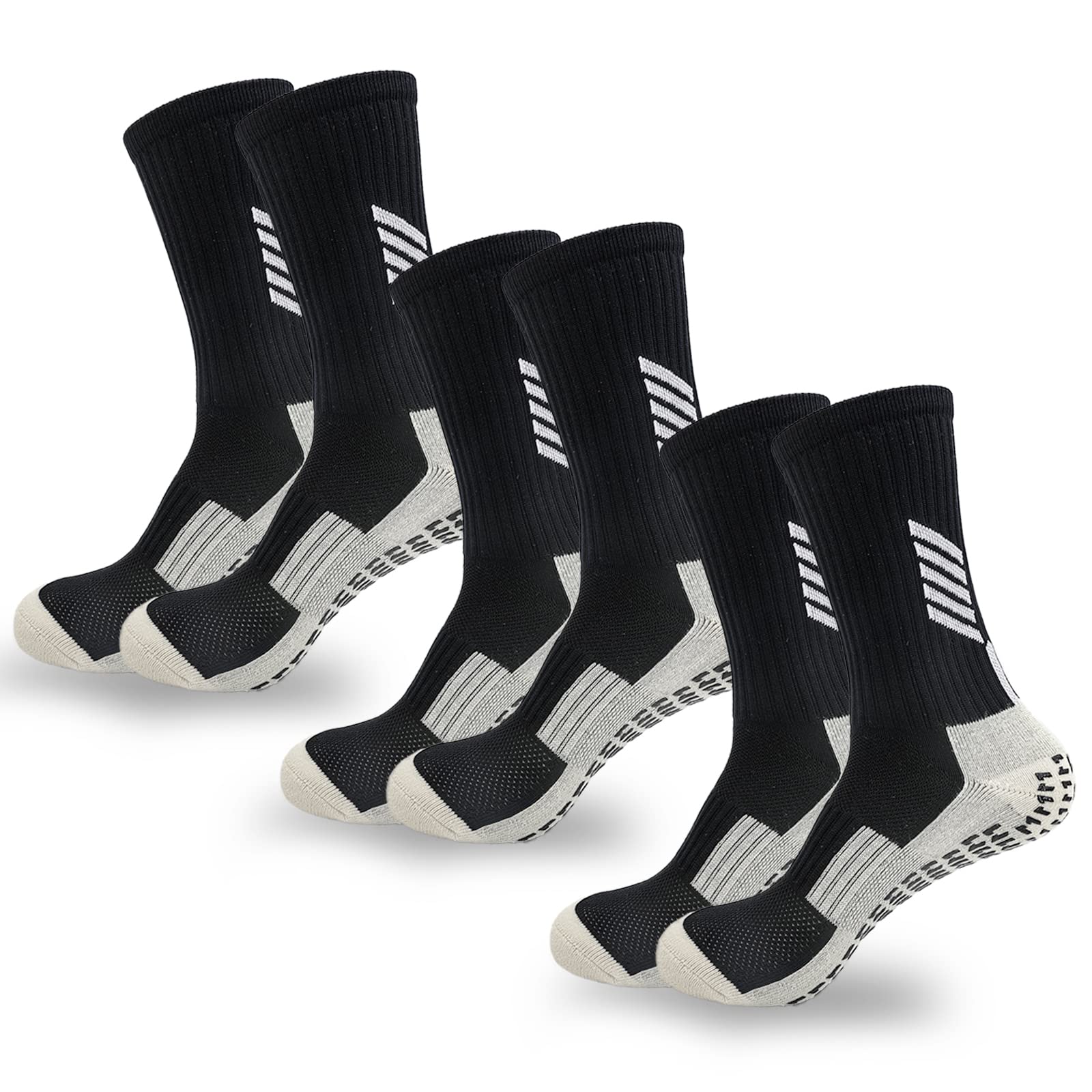 AIMISICARAnti Slip Soccer Socks Non Slip Grip Pads Sports Socks for Kids Youth Adults for Football Basketball, 3 Pairs