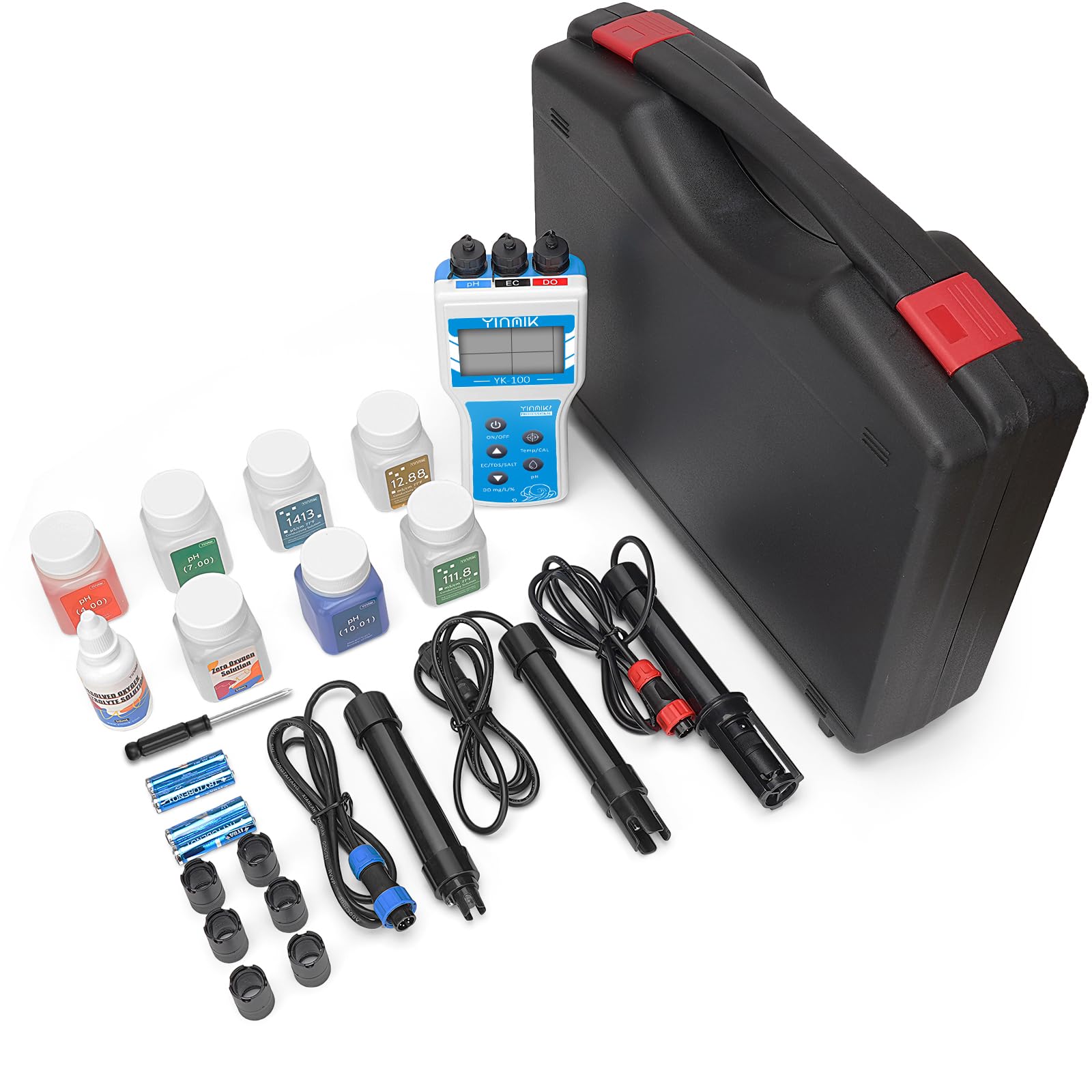 YINMIK Misuratore Ossigeno Disciolto Portatile DO Intelligente 6 in 1 | Compensazione Salinità e Altitudine, Tester pH DO SALE EC TDS, Monitor Ambiente Acquacoltura, Laghetti Koi