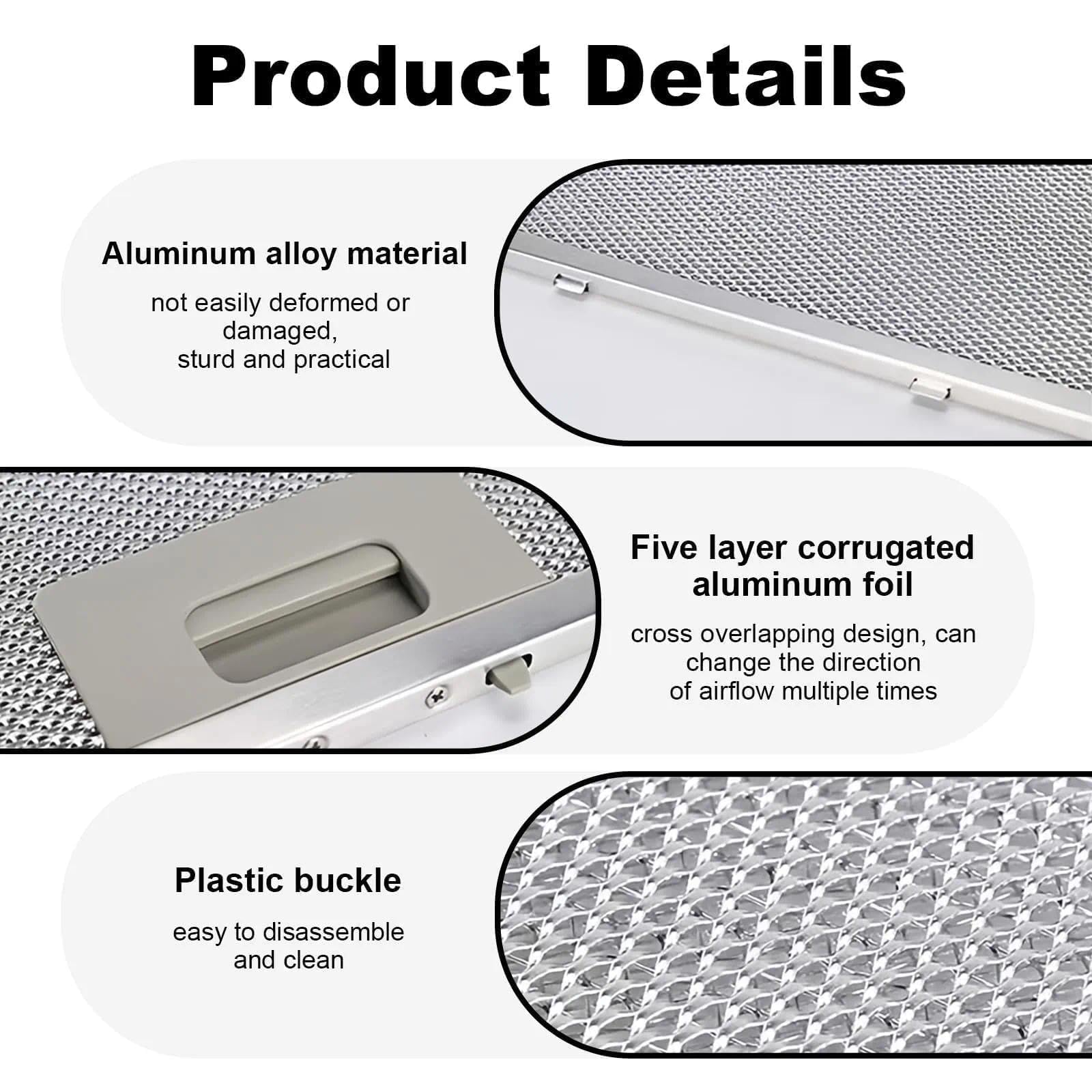 Lot de 2 filtres à graisse en aluminium de qualité supérieure pour hotte aspirante - 5 couches - 260 x 320 x 9 mm - Compatibilité universelle pour restaurant et maison - Argenté