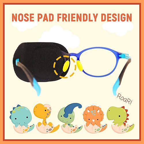 Miniatura 5 de 2 parches de ojos para niños  Parche de ojo de dinosaurio para niños para gafas  Parches médicos para ojos para niños con ojo perezoso  Parche para