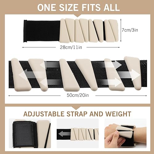 Miniatura 3 de Juego de 2 pesas ajustables para muñeca y tobillo (1 libra cada una), para mujeres y hombres, para correr, correr, caminar, yoga, danza, pilates,