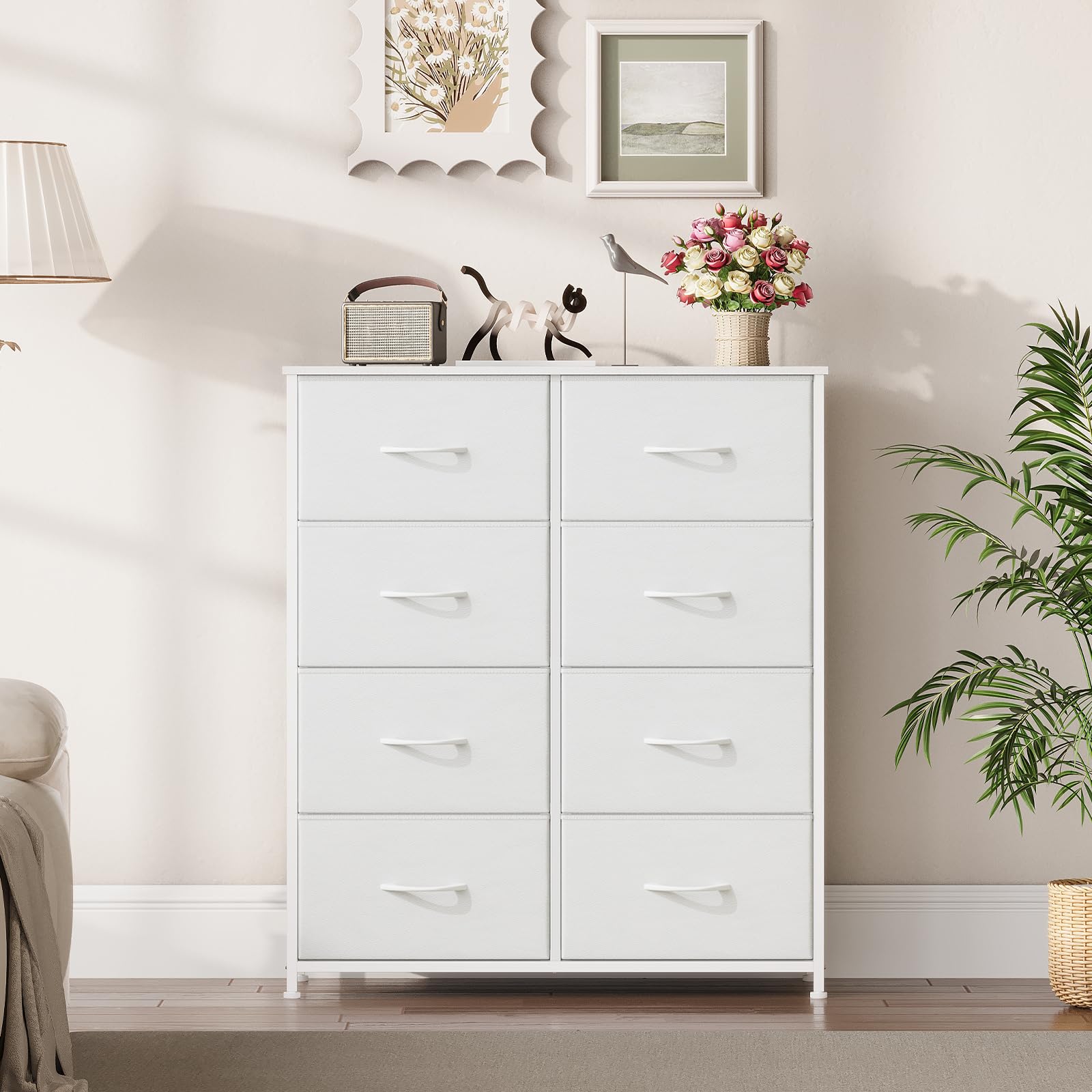 Somdot ladekast, dressoir met stoffen laden, commode met stalen frame