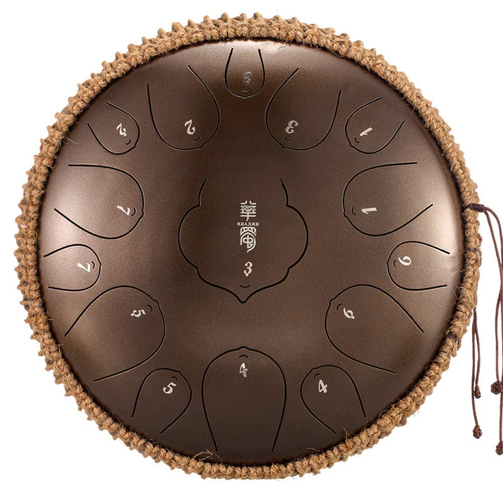 Tambour à Languette en Acier, Tambour à Main, Tambour à Percussion, 15 Notes, 12,5 Pouces, Tambours à Fente pour l'éducation Musicale, Le Concert, la guérison de l'esprit, Le Yoga, la méditation