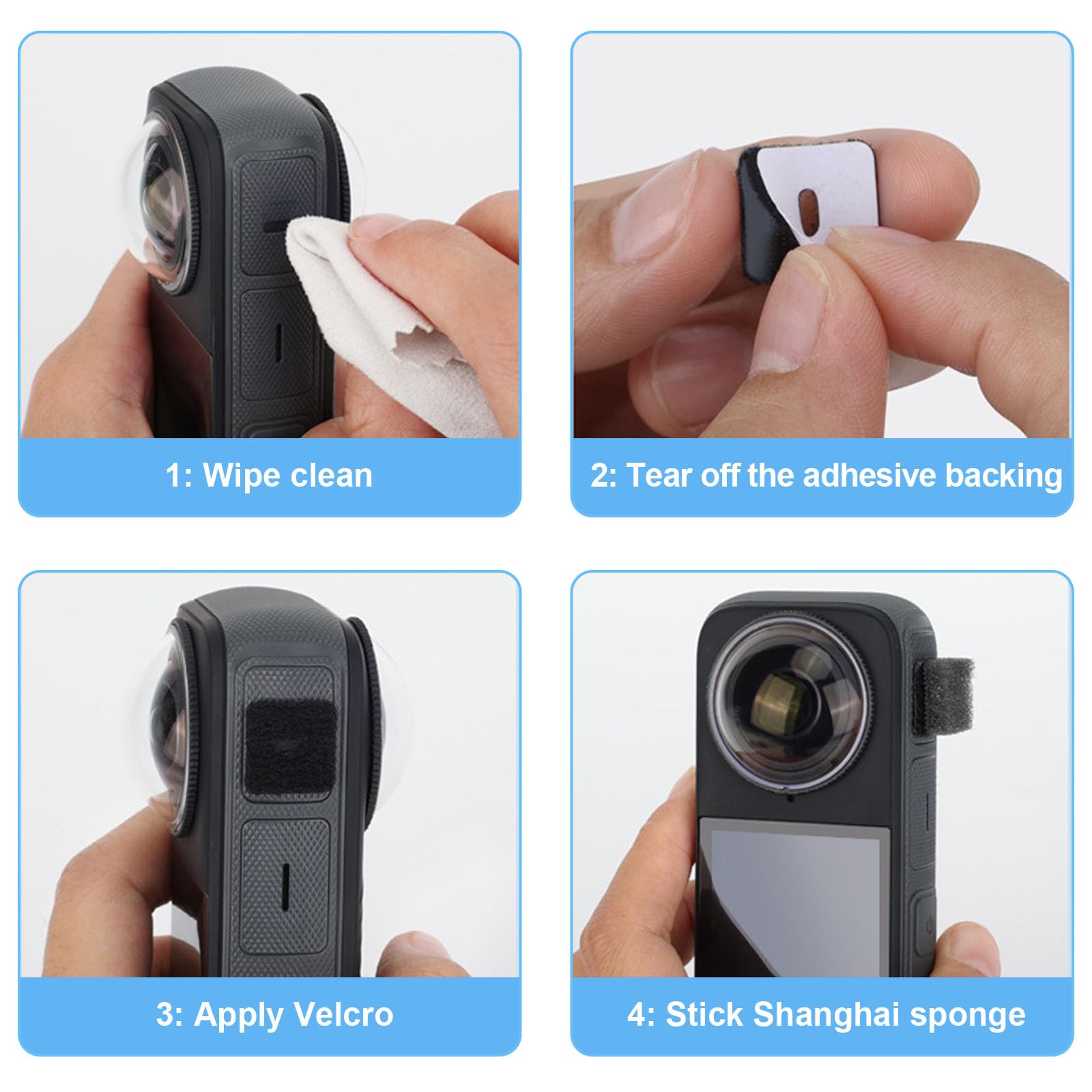 Zestaw 6 akcesoriów do mikrofonu, ochrona przed wiatrem, akcesoria do aparatu Insta360 X4/X3, mikrofon, szyba przednia, pianka przeciwwiatrowa, ochrona przed wiatrem, osłona premium do redukcji szumów