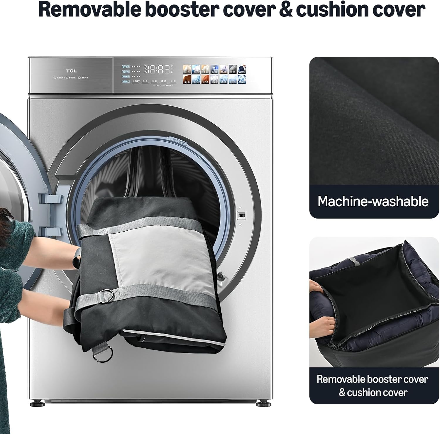 Amazon Basics Dog Car Seat, Pet Booster for Small-Medium Dogs with Leash & Washable Cover, Black