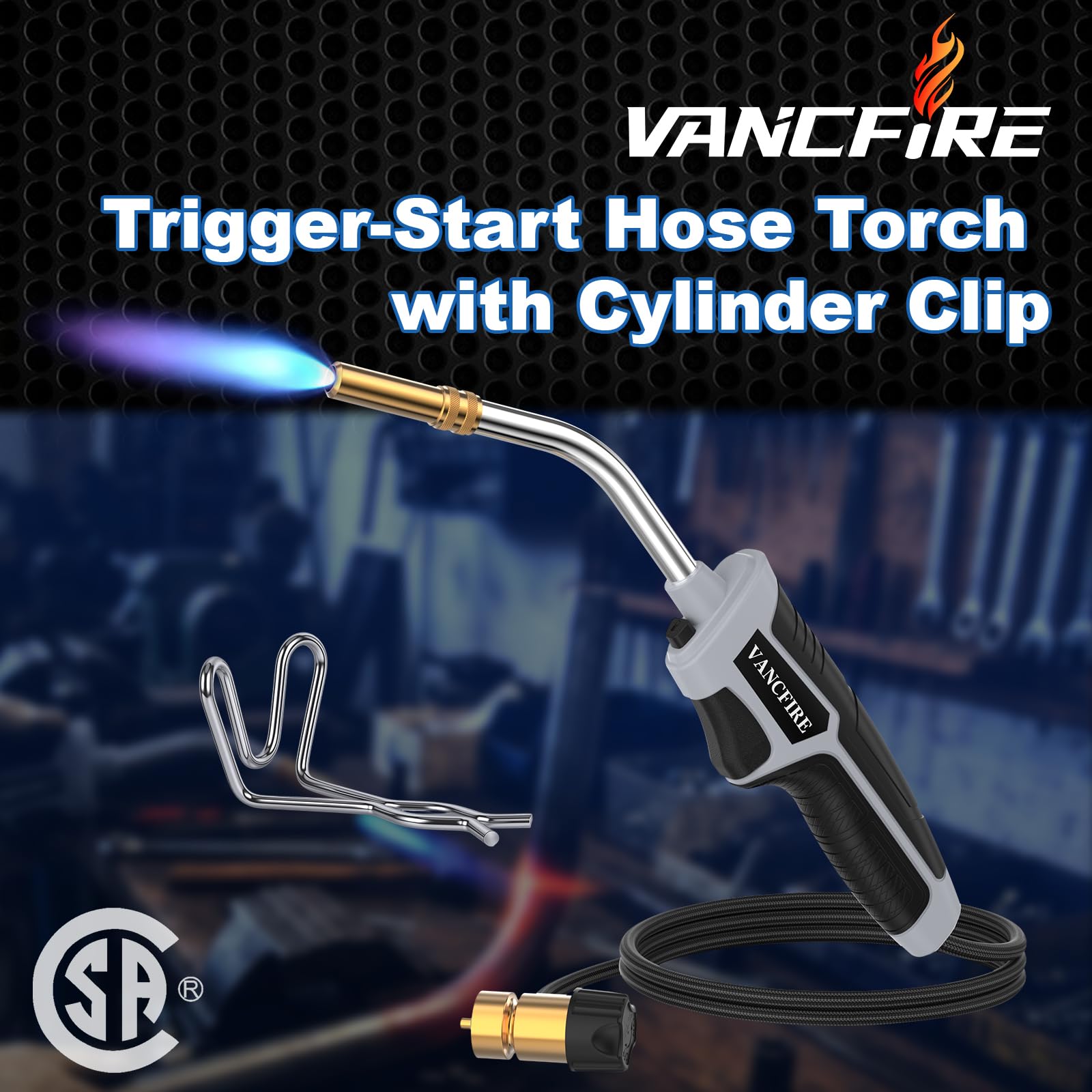 Propane Torch Head with 5FT Hose, Trigger Start MAPP Gas Torch Kit with Cylinder Clip, High Intensity Welding Soldering Torch for Soldering, Brazing, Plumbing (Gas Tank Not Included)(13") — Amazon image 7