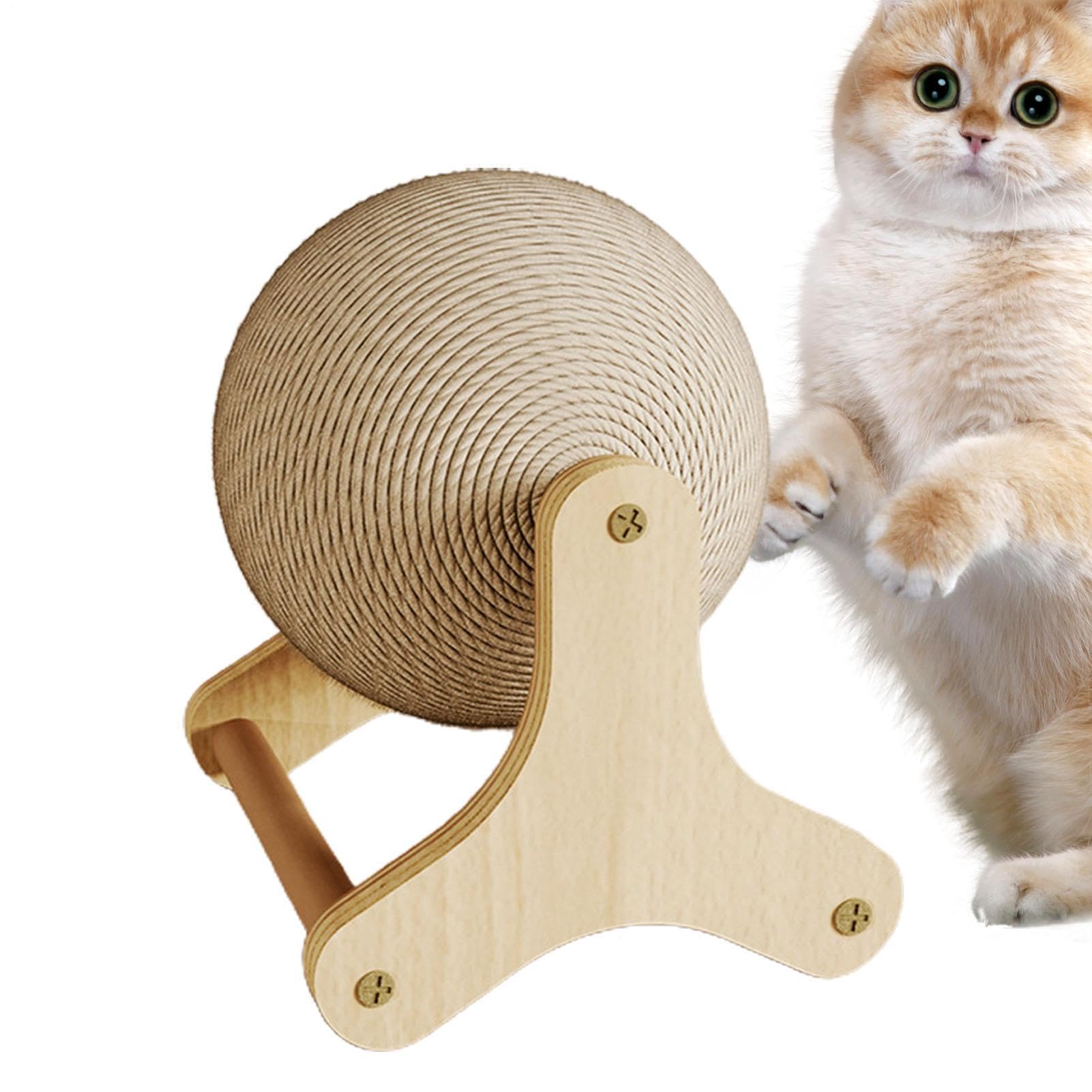 Ruota per Esercizi per Gatti - Sfera per Graffiare con Base Stabile, Dispositivo di Felino Interattivo, Istruttore di Attività Supportate dalla Trazione, Dispositivo di Arricchimento Dure