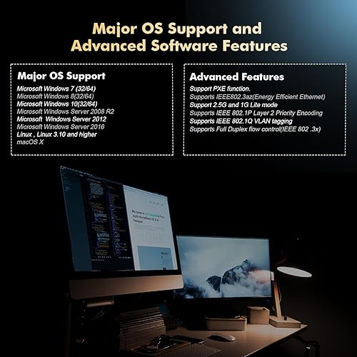 Miniatura 7 de Binardat Adaptador de red PCIe 2.5G, RTL8125B 25001000100Mbps Tarjeta Ethernet RJ45 Controlador LAN Soporte PXE para WindowsLinuxMac