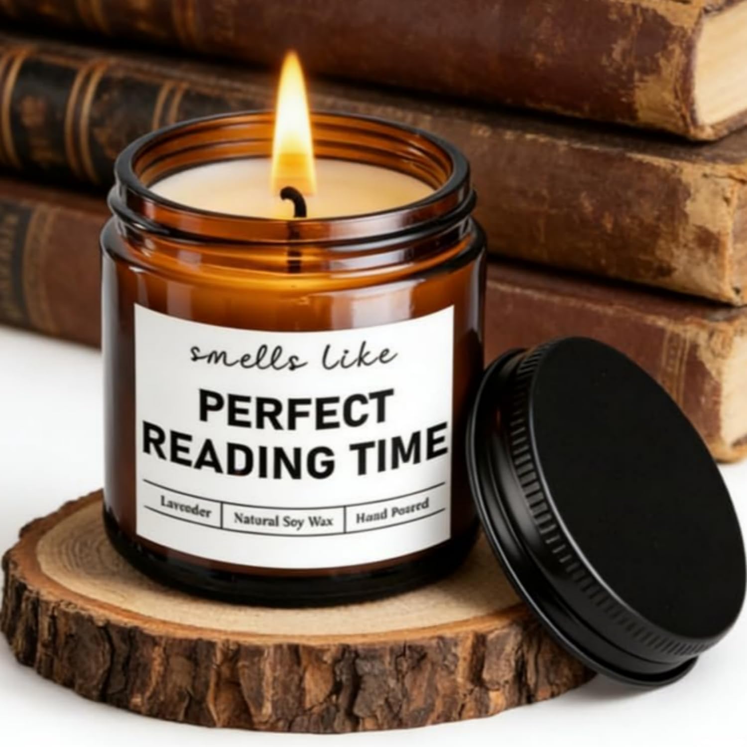 Book Lover Gifts Reading Candle Natural Lavender Scented Book Candle, Bookish Gifts for Women Friends Readers Librarian with Box, Burning Time Up to 18 Hours, Natural Soy Wax, 3.5oz