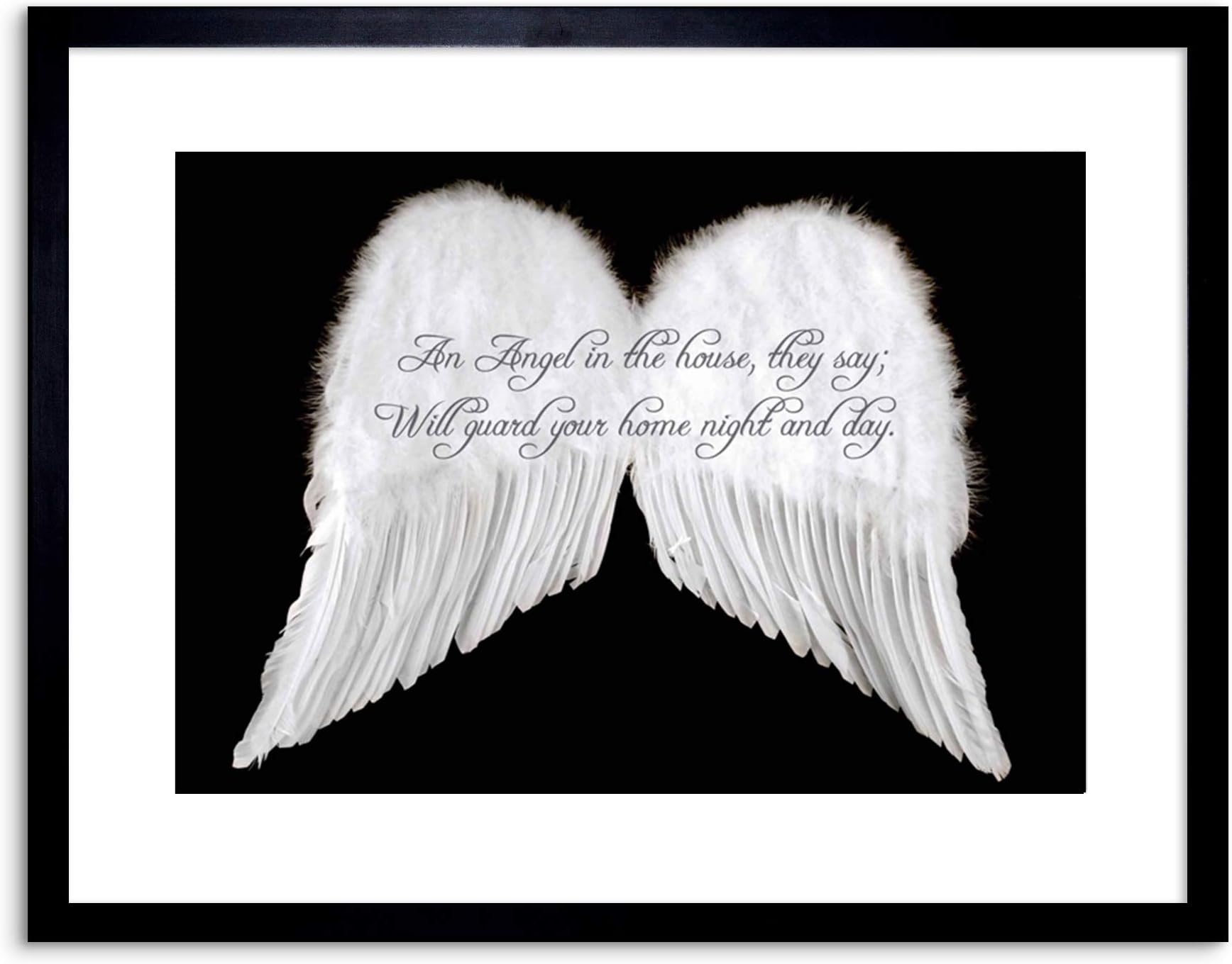Wee Blue Coo Quote An Angel In The House Wings Motivation Framed Wall Art Print