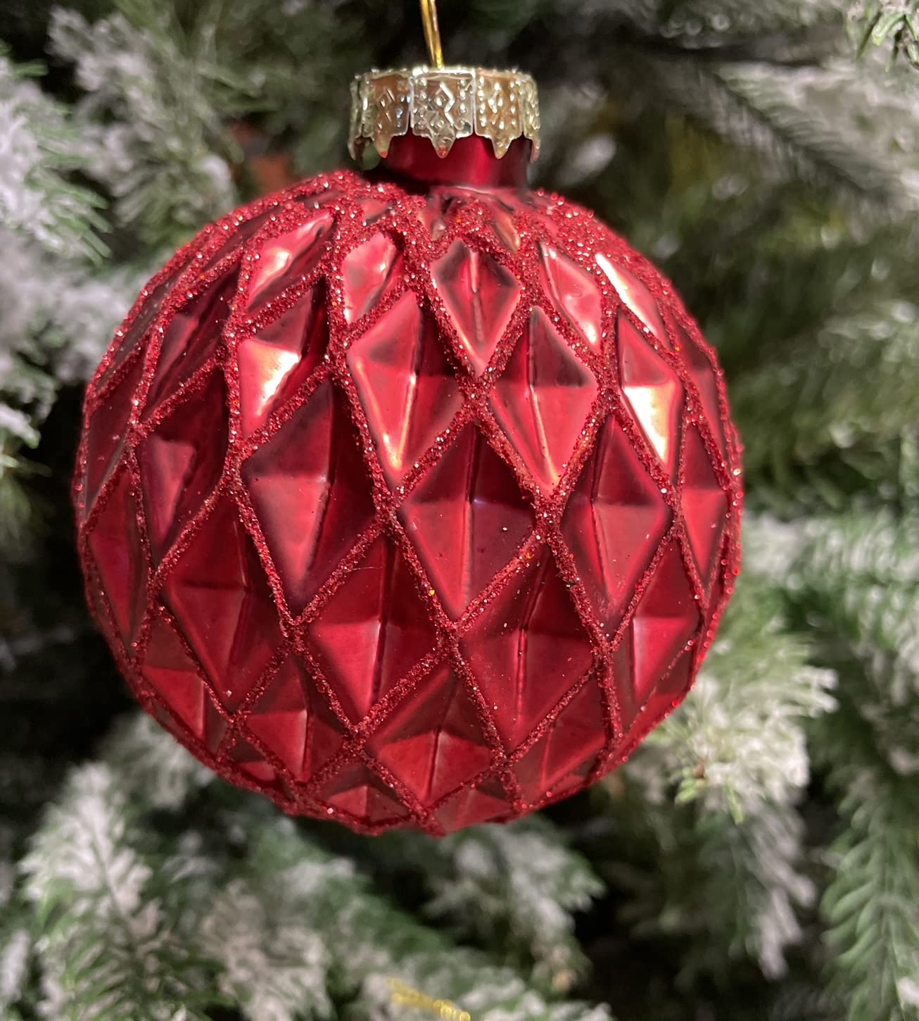 MC-Trend 12er Set edle Luxus Glas Weihnachtskugeln Ø 8cm Weihnachtsbaum Kugeln Christbaumkugeln Weihnachts Deko (ROT)