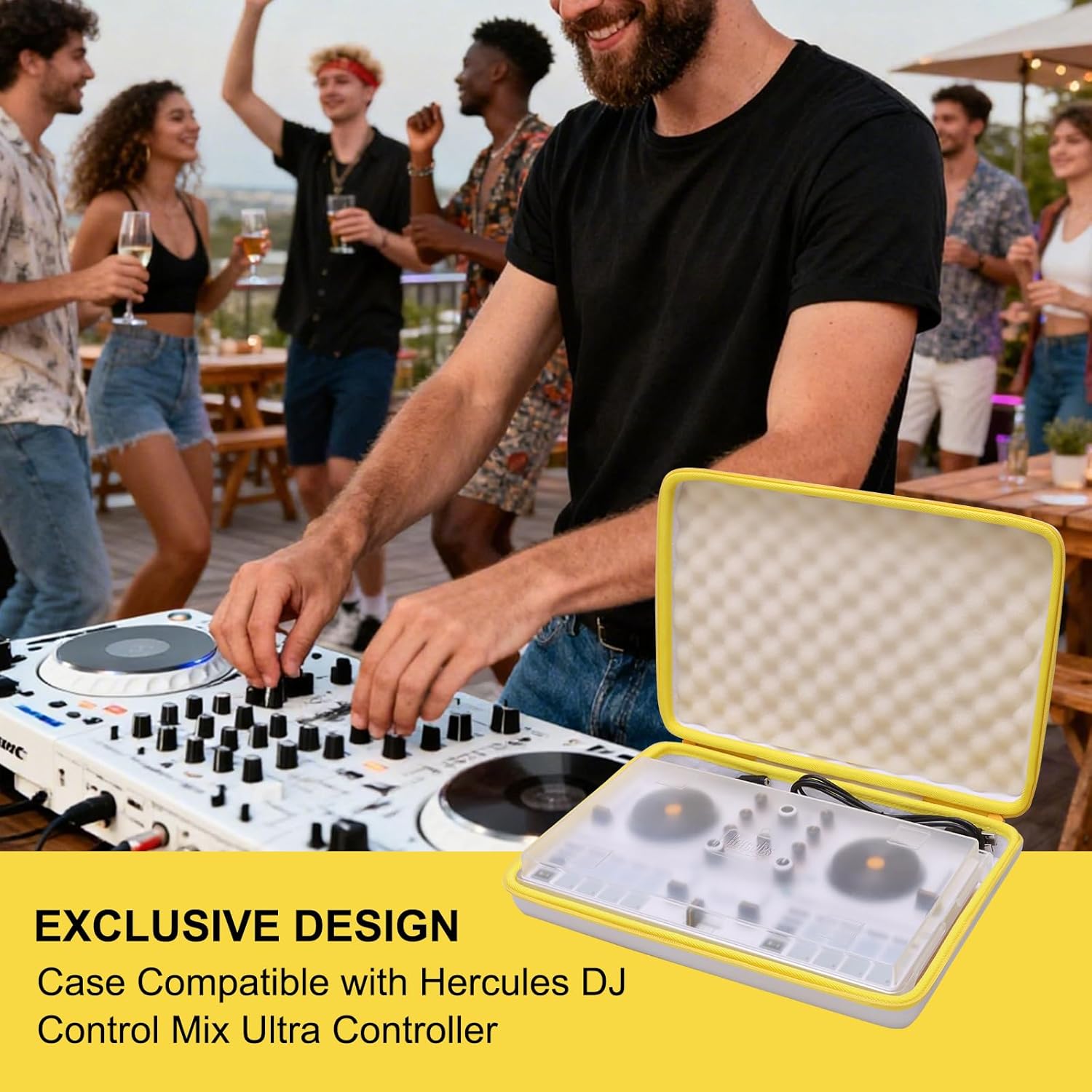 LTGEM DJ Controller Case Compatible with Hercules DJControl Mix Ultra Controller Mobile, White/Orange Edge, Case Only