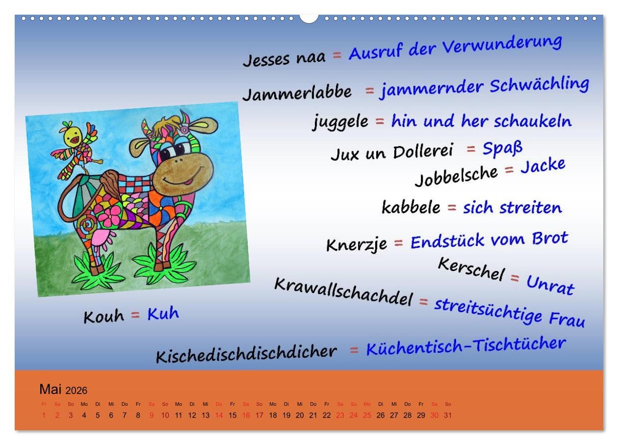 De Hessisch-Kalenner - hessisch babbele lerne in aam Johr (hochwertiger Premium Wandkalender 2026 DIN A2 quer), Kunstdruck in Hochglanz: De ... eines Jahres mächtig werden (CALVENDO Kunst)