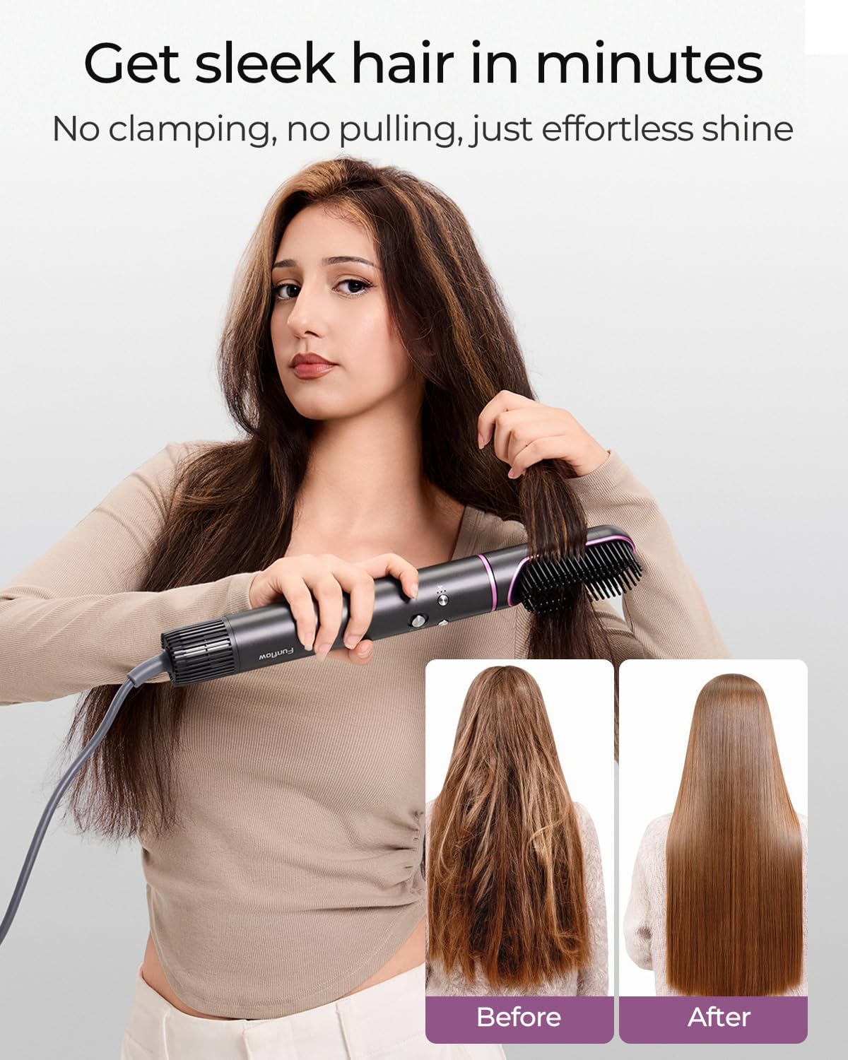 Funflow 5 in 1 Hair Styler – High-Speed 110,000 RPM Hair Dryer Brush with Auto Curling, Straightening & Volumizing Brushes for Quick, Frizz-Free Styling & No Heat Damage, Convenient Hair Styling Tools - Image 4