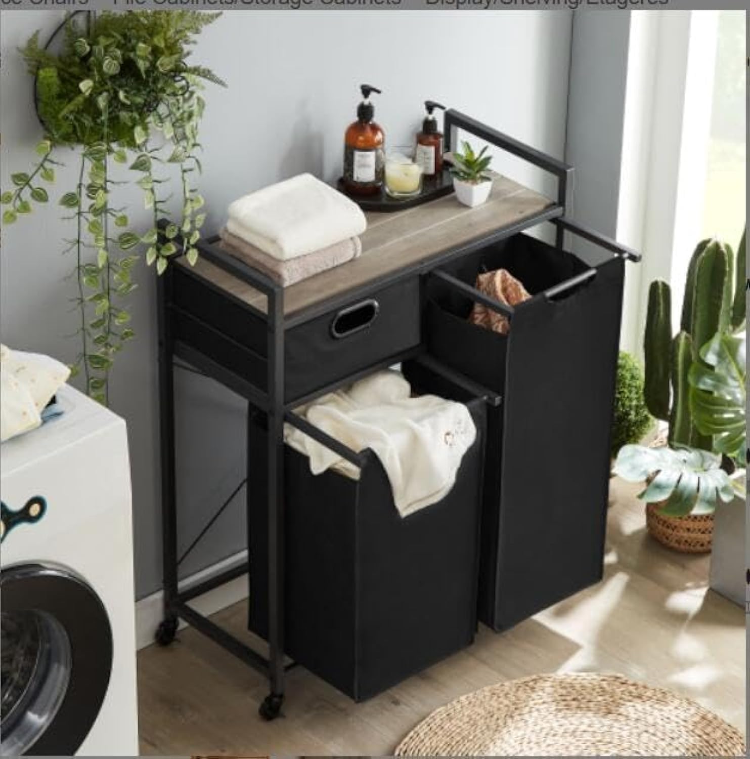 Cesta de lavandería gris de talla única para organizar ropa sucia en el hogar