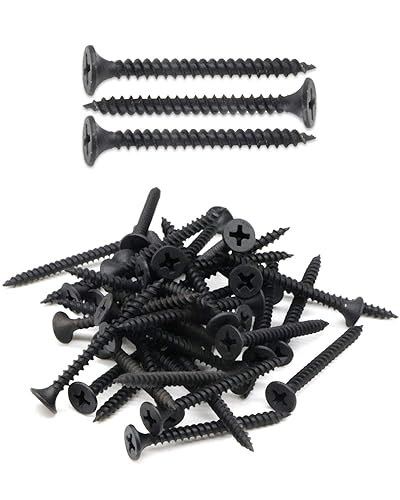 50 tornillos Phillips de cabeza plana #7 x 1-12 pulgadas para paneles de yeso, rosca fina, tornillo de madera de punta afilada, acero al carbono