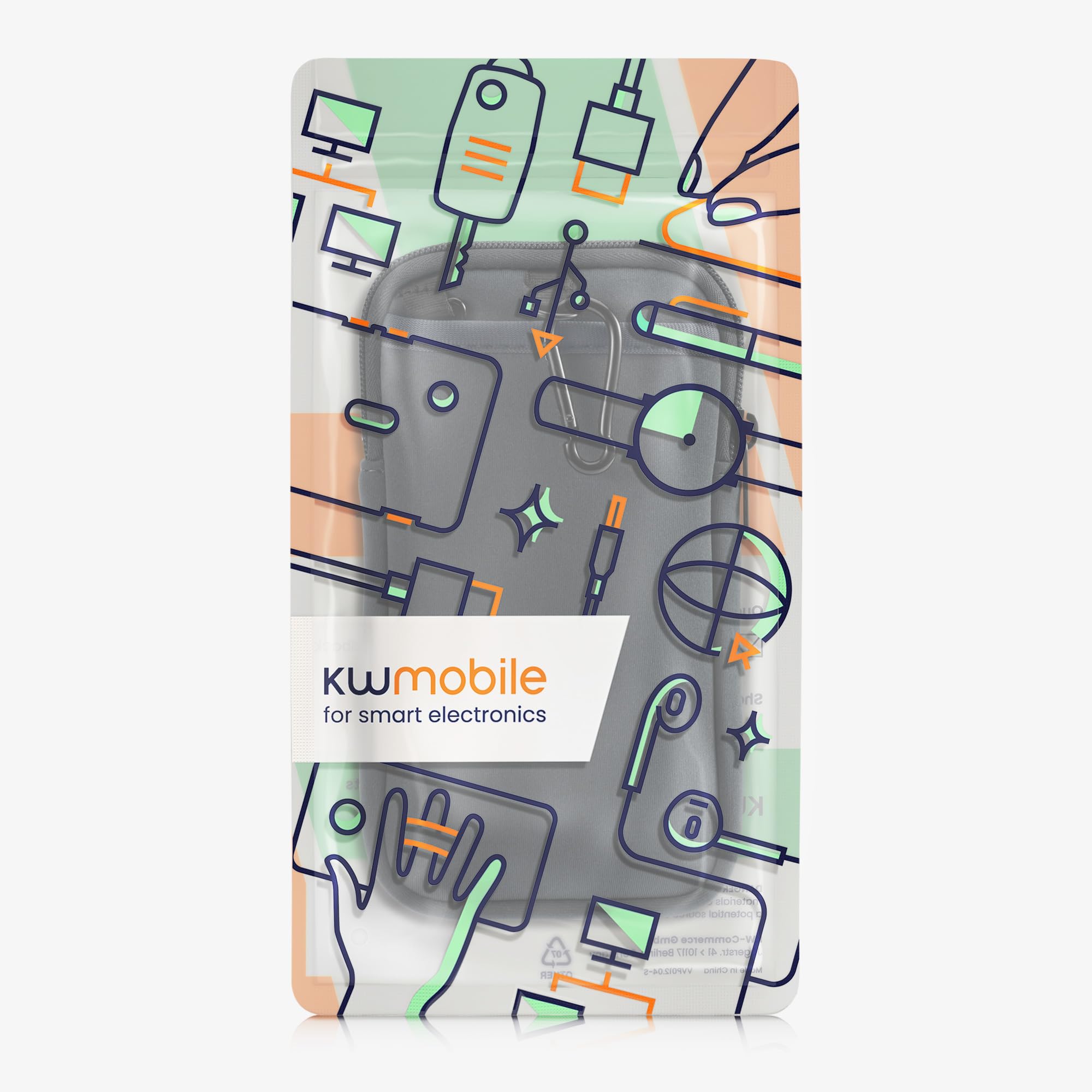 kwmobile Etui na telefon do noszenia na szyi dla XL - 6,7/6,8" - Pokrowiec z paskiem - Pokrycie neoprenowe z zamkiem błyskawicznym - 17,2 x 8,4 cm - Etui naszyjnik w kolorze ciemnoszarym