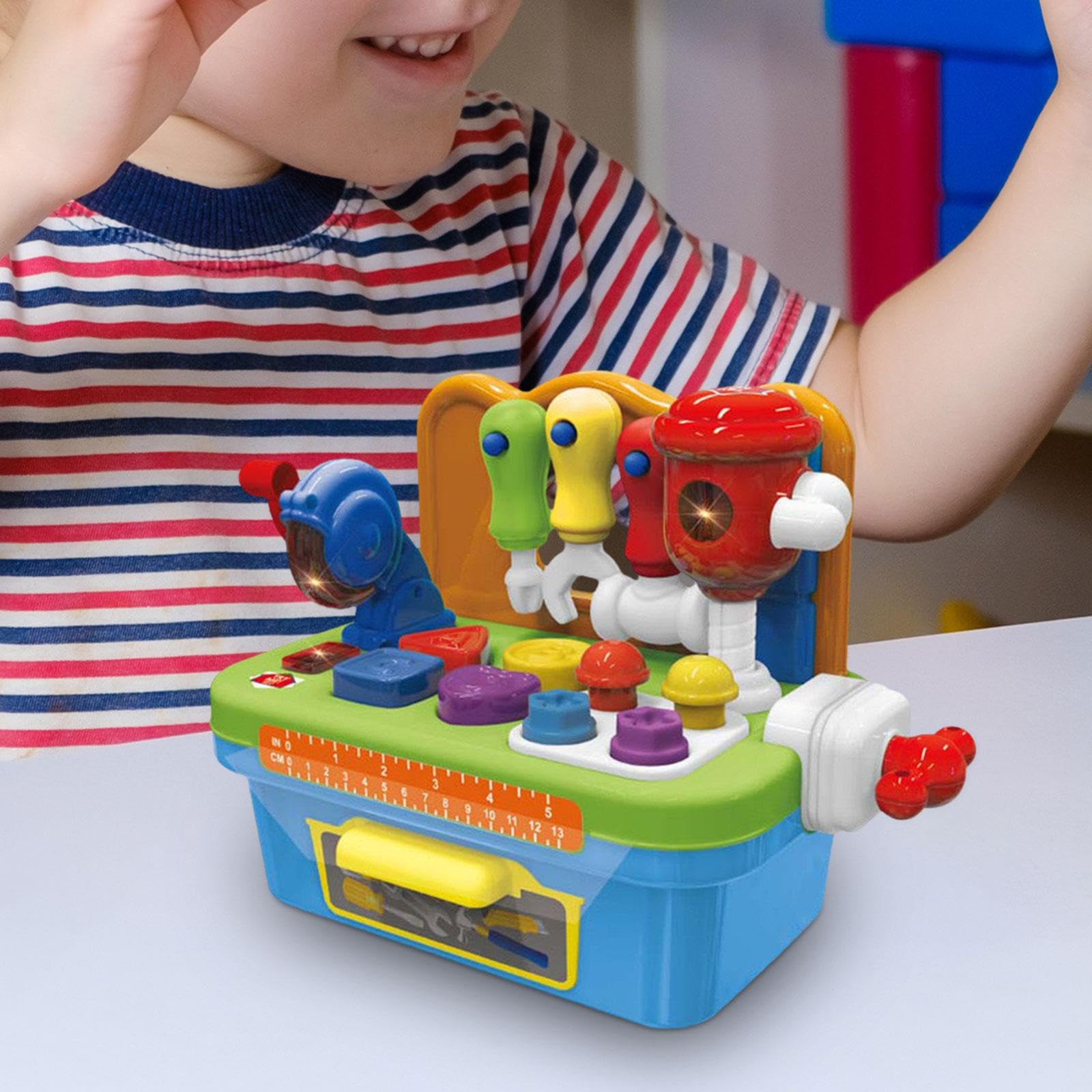Juguete de Banco de Trabajo para Niños, Banco de Herramientas para Niños, Juguete de Banco de Trabajo de Aprendizaje Musical para Niñas, Niños, Regalo, Azul Claro