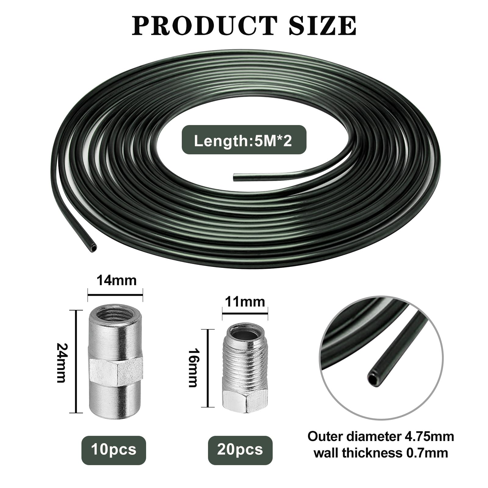 Set di 2 tubi del freno da 5 m, Ø 4,75 mm, utensile per tubi del freno, set di cavi di ricambio per auto