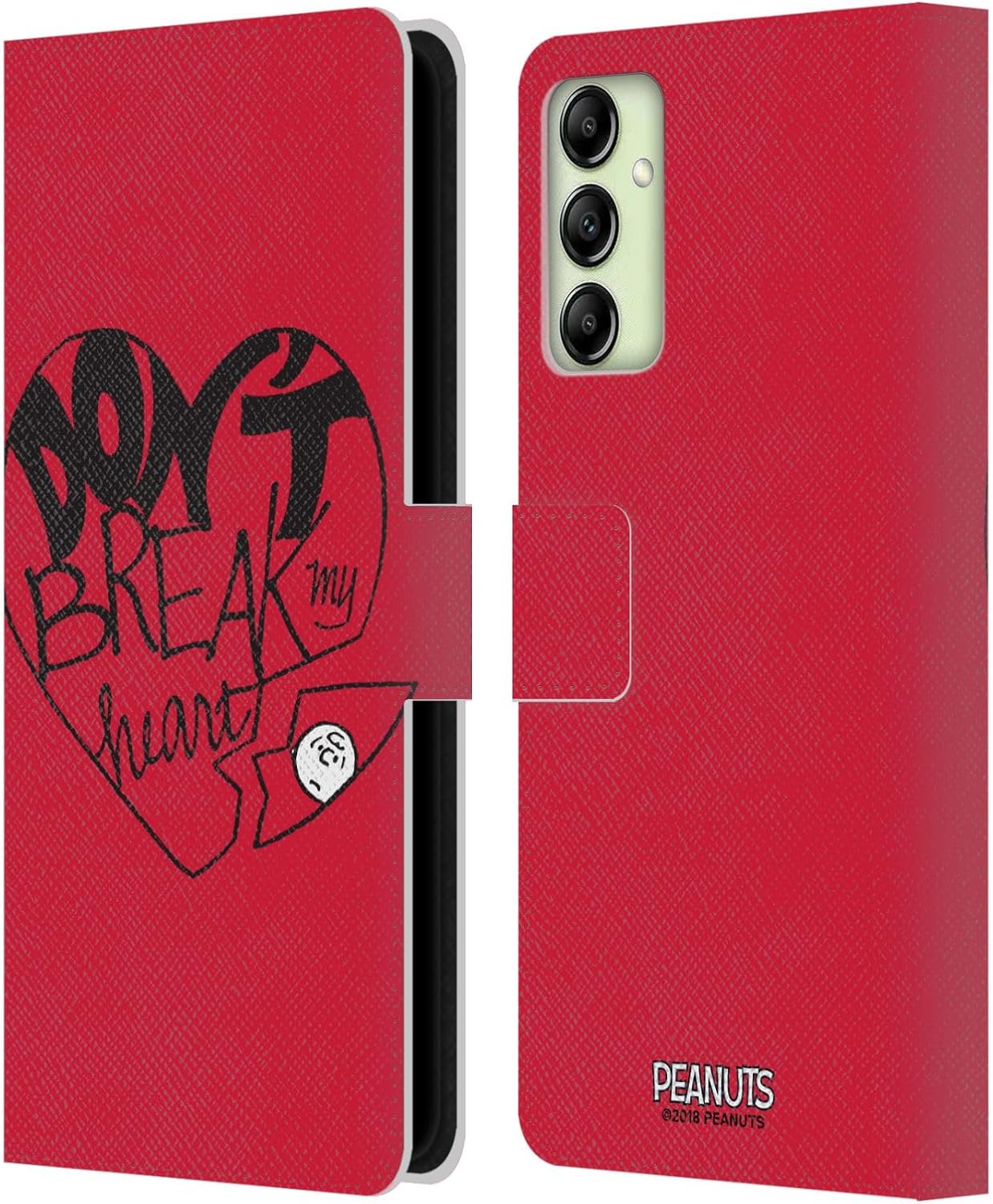 Head Case Designs Officially Licensed Peanuts Don't Break My Heart Sealed with A Kiss Leather Wallet Case Compatible with Samsung Galaxy A14 5G