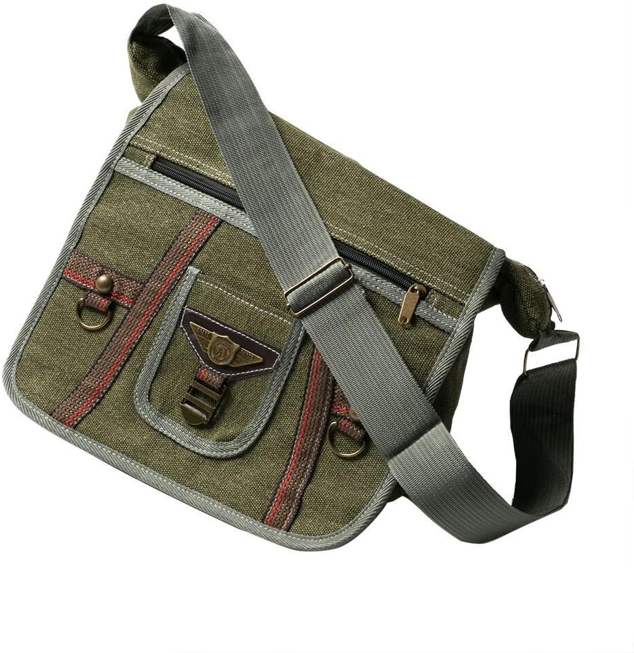 Canvas Messenger Bag Men Women Shoulder Laptop Crossbody Dense Holds Shape Black