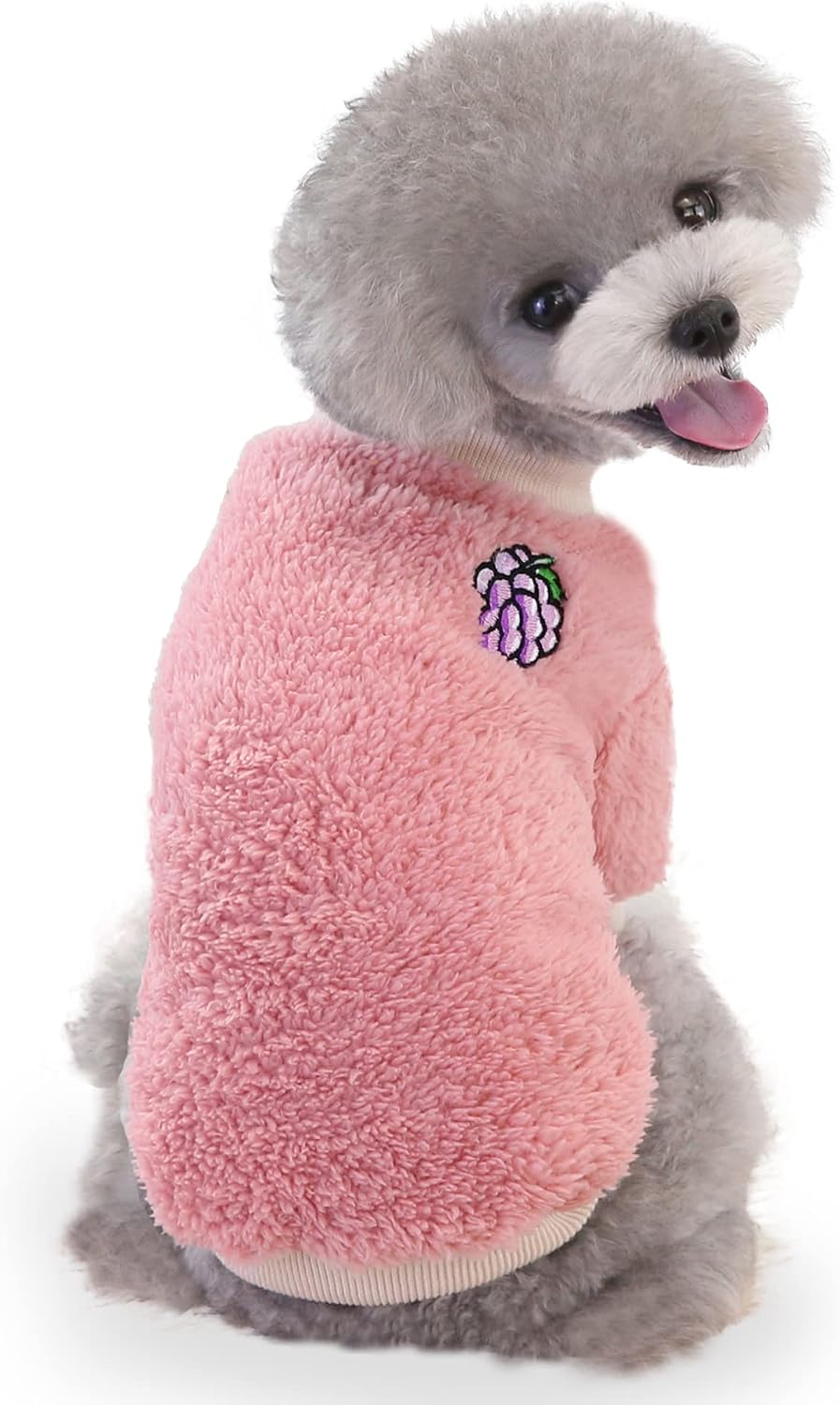 YAODHAOD Dog Sweater for Small Medium Dog or Cat,Soft Flannel Dog Clothes for Puppy,Warm Winter Christmas Dog Shirt (Pink, Large)