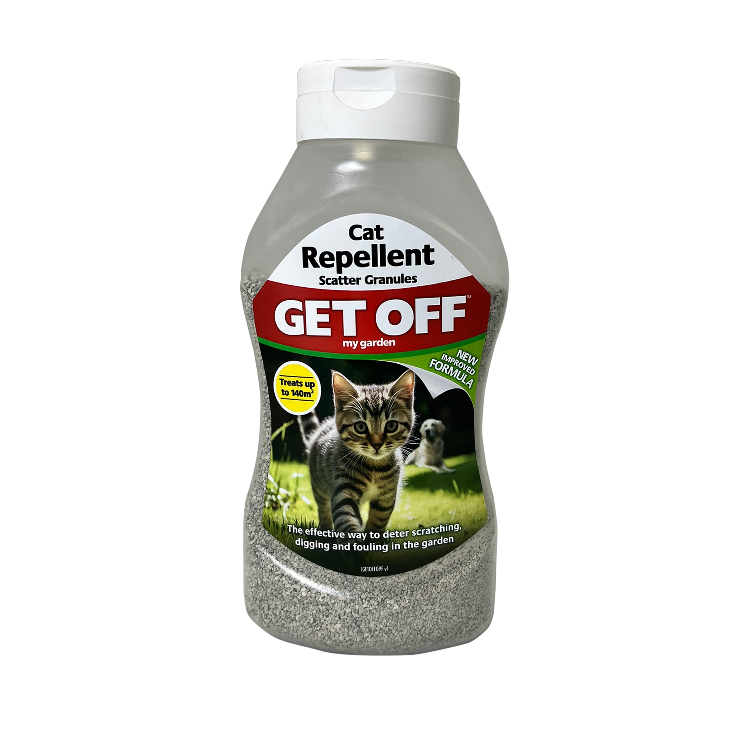 GET OFF | Cat & Dog Repellent Granules - Easy to Use Natural Aromatic Plant Oil Formula, Deters Scratching, Digging & Fouling, 600ml Treats up to 140m²