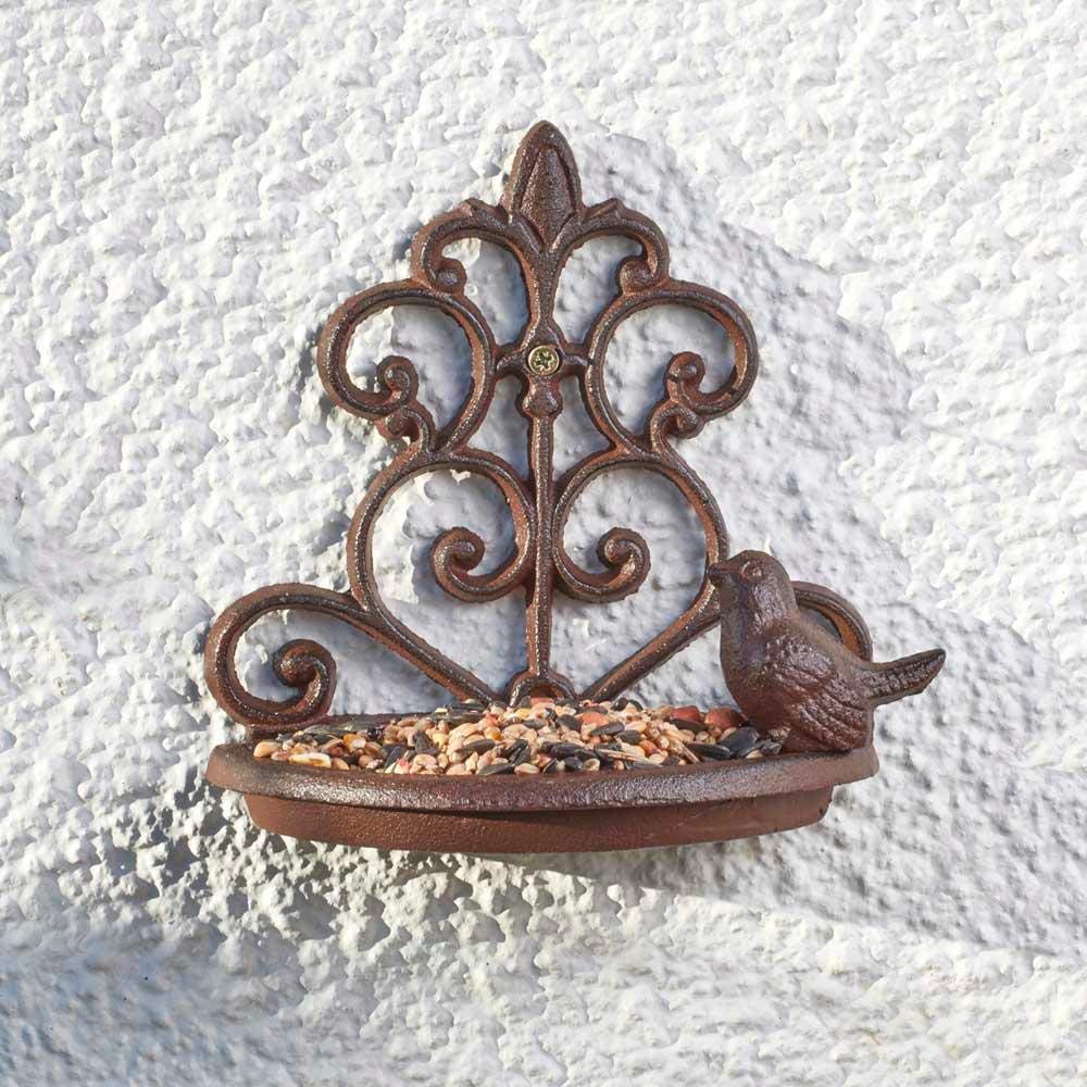 HomeZone Cast Iron Bird Feeders For Small Birds Heavy Duty Wall Mounted Bird Feeder Weatherproof Metal Outdoors Wildlife Seed Peanut Mealworm Feeder Birdbaths & Supports For Garden Decorations