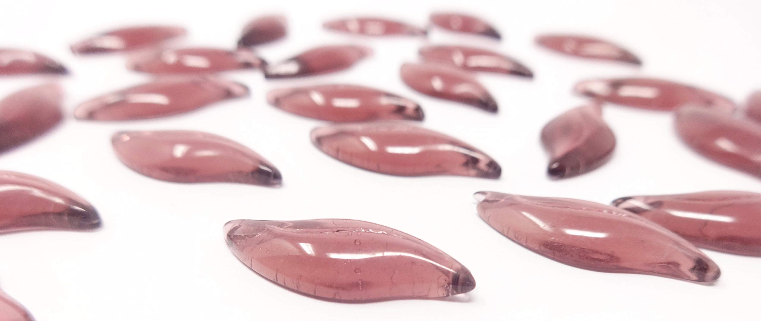 Excel Impex Completely Flat Bottom S Shaped Glass Crystals, Glass Pebbles Glass Gems for Decoration, Making Crafts or Aquarium Decor(25 mm x 10mm x 4mm Size)- Set of 50 | Purple 1