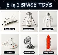 Vista 2 de Juguetes de transbordador de exploración espacial Wbzle, kit de juguetes de explorador espacial, incluye receptores de señal, satélites, astronauta