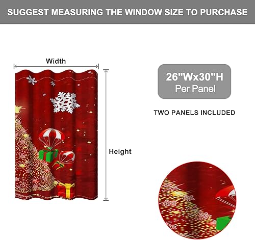 Miniatura 72 de Baocicco Cortinas opacas de Navidad para dormitorio, sala de estar, árbol de Navidad, chimenea, cortinas de ventana con ojales, cortinas familiares