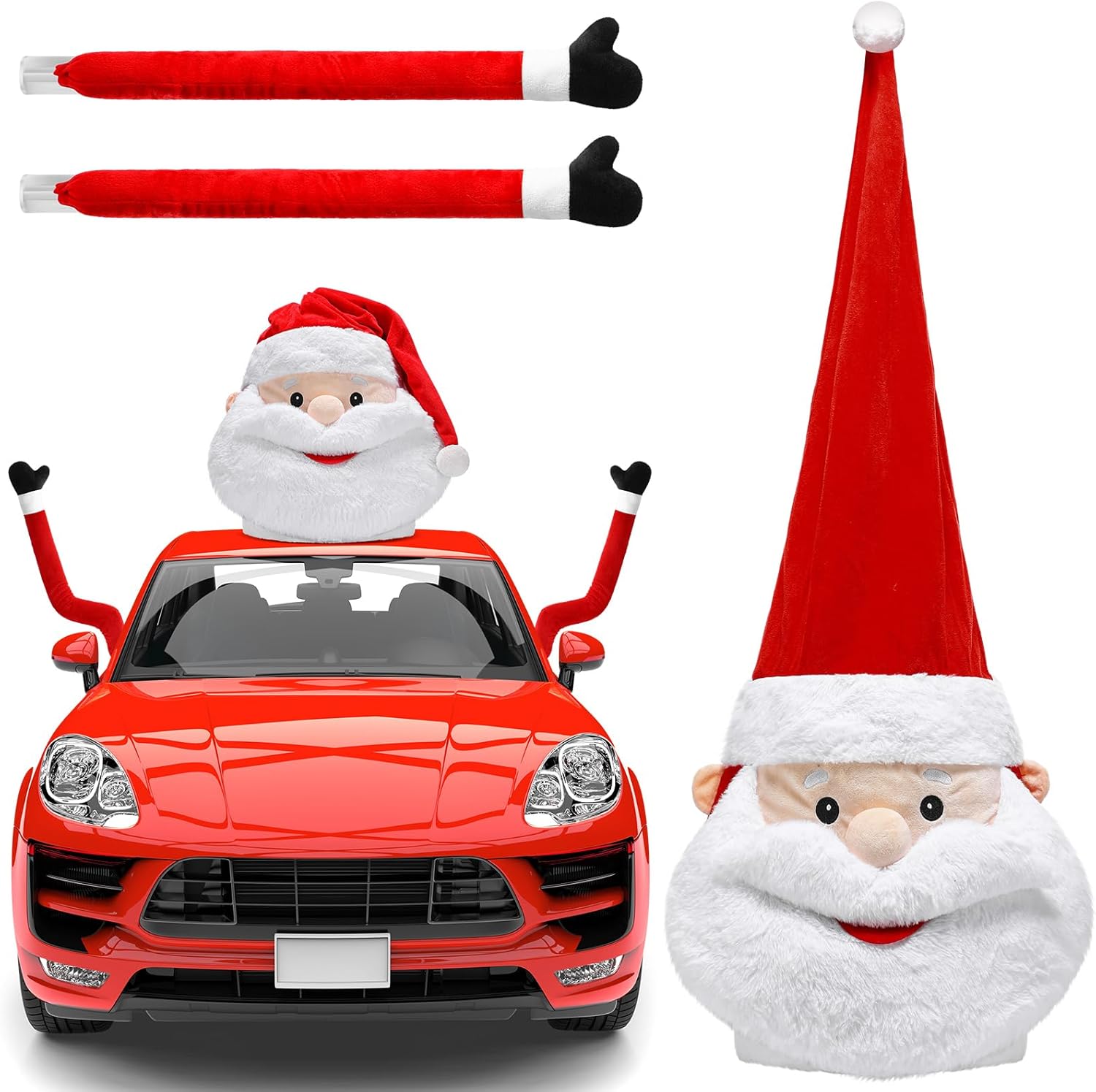(The grinch’s )Christmas Plush Hat with Arm Outdoor Car Decor for Automobiles Cute Funny Green Christmas Car Decoration Suitable for Most Car Outdoors Accessories Santa Claus