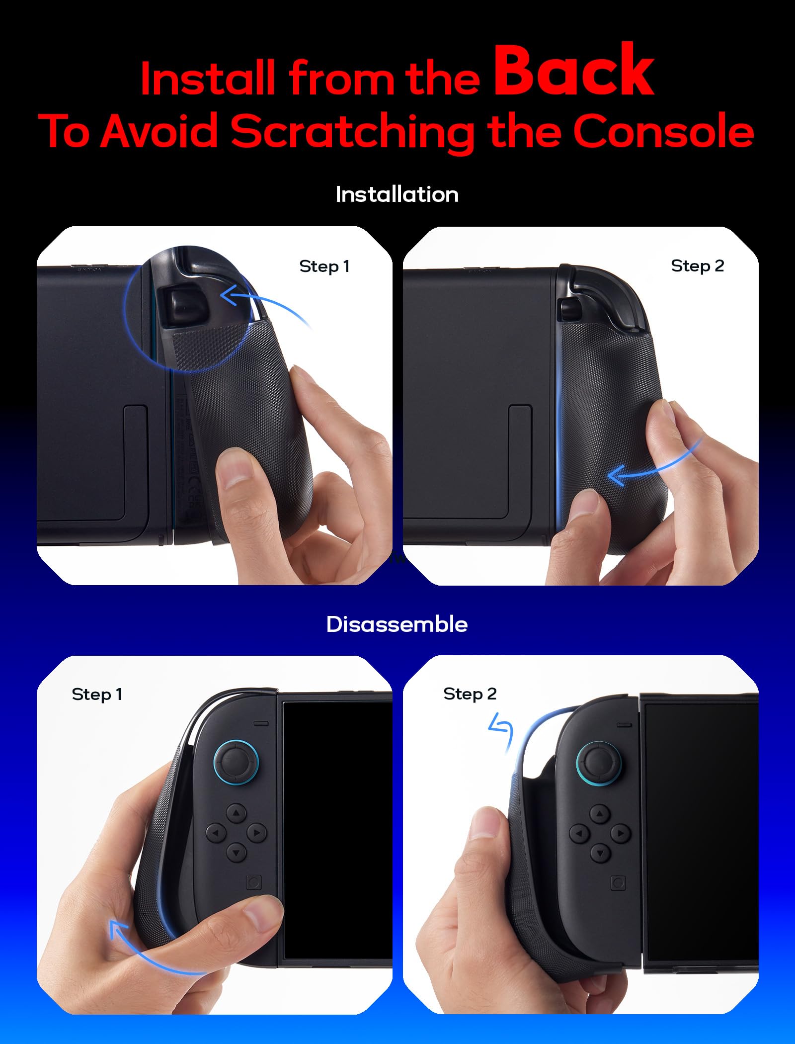 JSAUX Coque de Protection Séparée pour Switch 2, Cadre Central en TPU et Couvercle en PC, Prise Antidérapante Ergonomique, Rangement pour 10 Cartes de Jeu, Compatible avec le Support – PC0114