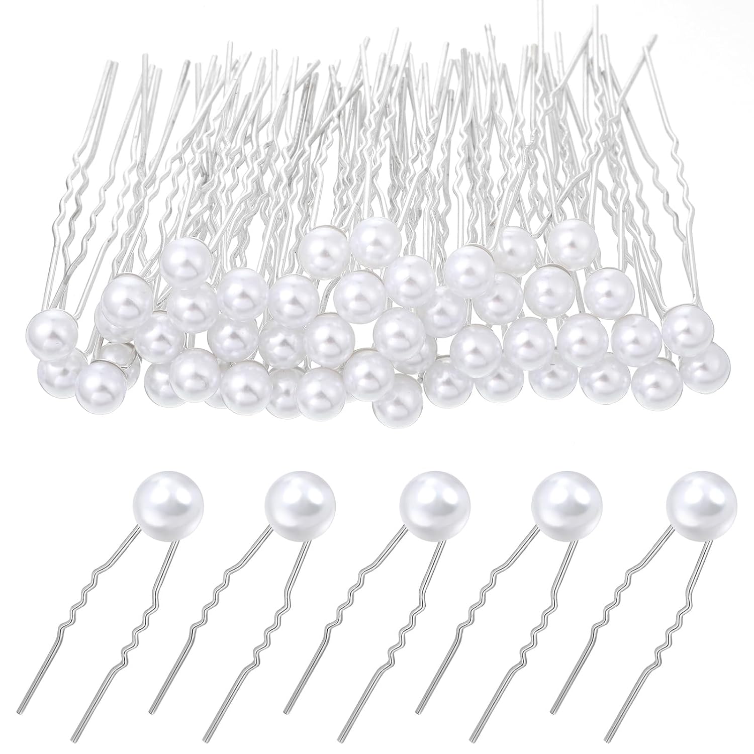 50 Pieces Wedding Pearl Hair Pins for Bridal, White Pearl Hair Accessories Bobby Clips Hair Pearls Bridal Hair Pin Wedding Hair Accessories for Brides Bridesmaids Women