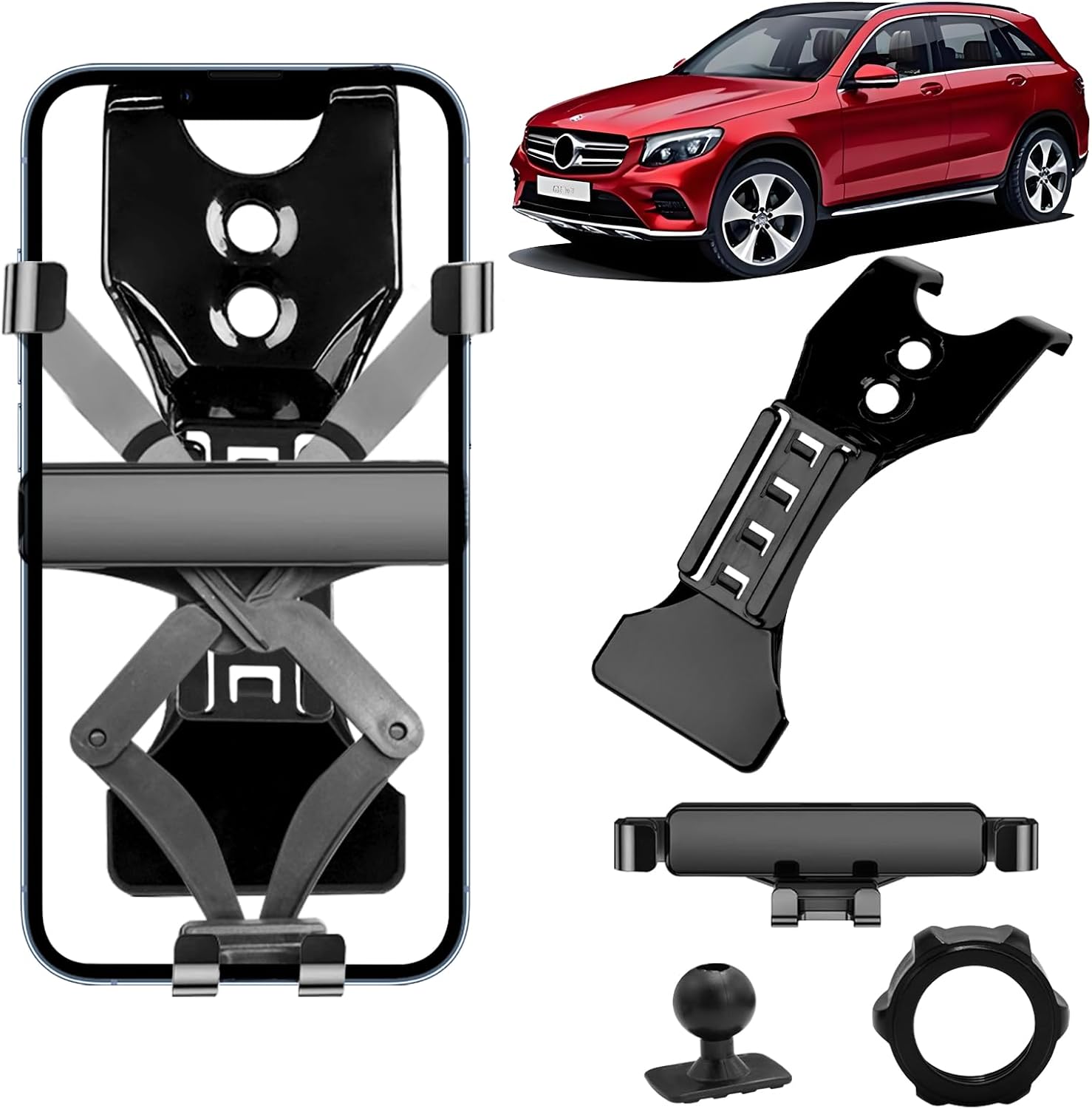 TTCR-II Compatible con Soporte Teléfono Automóvil Mercedes Benz Clase C W205 2015-2021/GLC X253 2016-2022, Clase C W205 Automóvil Soporte para 360° Giratorio, Portamóvil para Coche GLC Accesorios