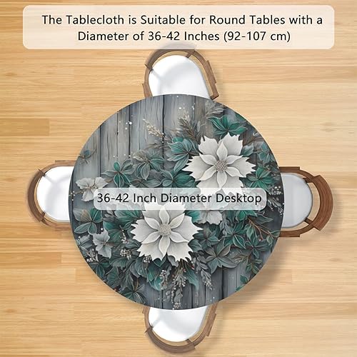 Vista 282 de Pardick Mantel redondo ajustable con diseño de flores de arte en acuarela con mantel elástico, mantel elástico redondo, impermeable, lavable, se