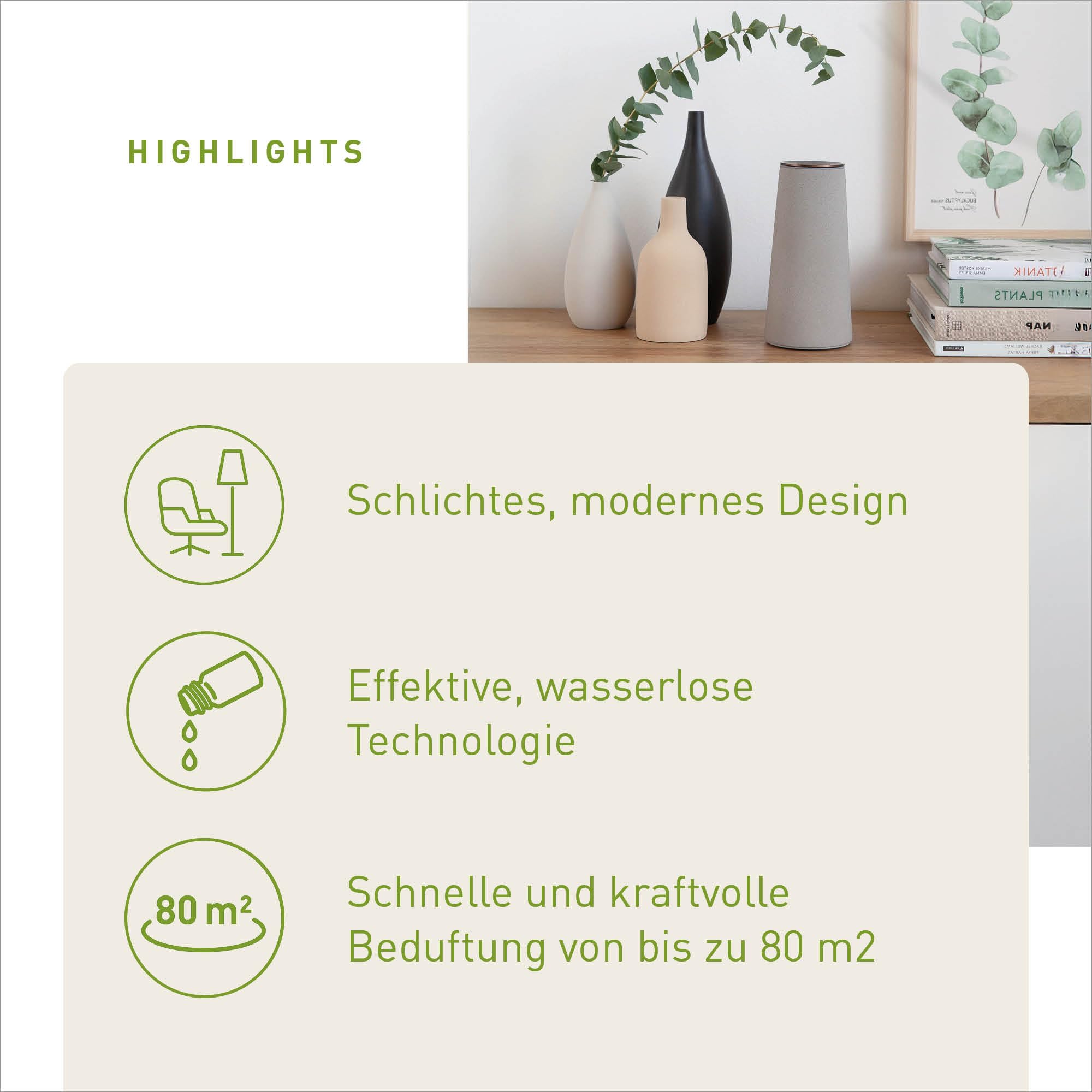 PRIMAVERA Aroma Zerstäuber Purist – elektrische Duftlampe, Diffuser, Raumduft – Kraftvolle Duftwirkung – verbreitet ätherische Öle – Aromatherapie
