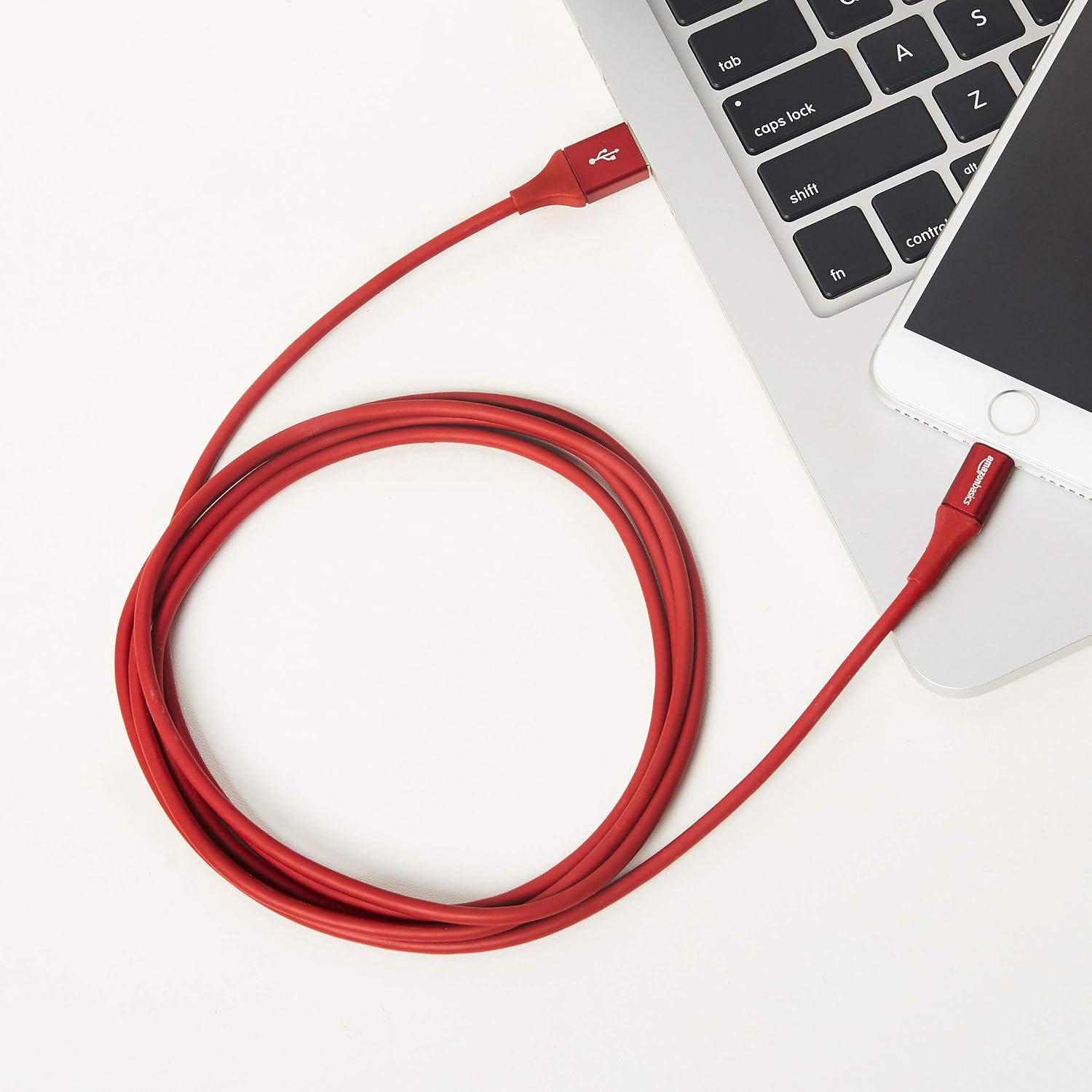 Amazon Basics Apple MFi-Certified USB A Cable with Lightning Connector, Premium Collection - 6 Feet (1.8 Meters) - Single - Red