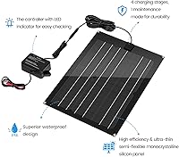 Vista 4 de Solar Battery Charger Maintainer, Zuomeng 15W Solar Panel Kit for Dump Trailer Built-in Maintenance Pulse & Intelligent MPPT Charge Controller